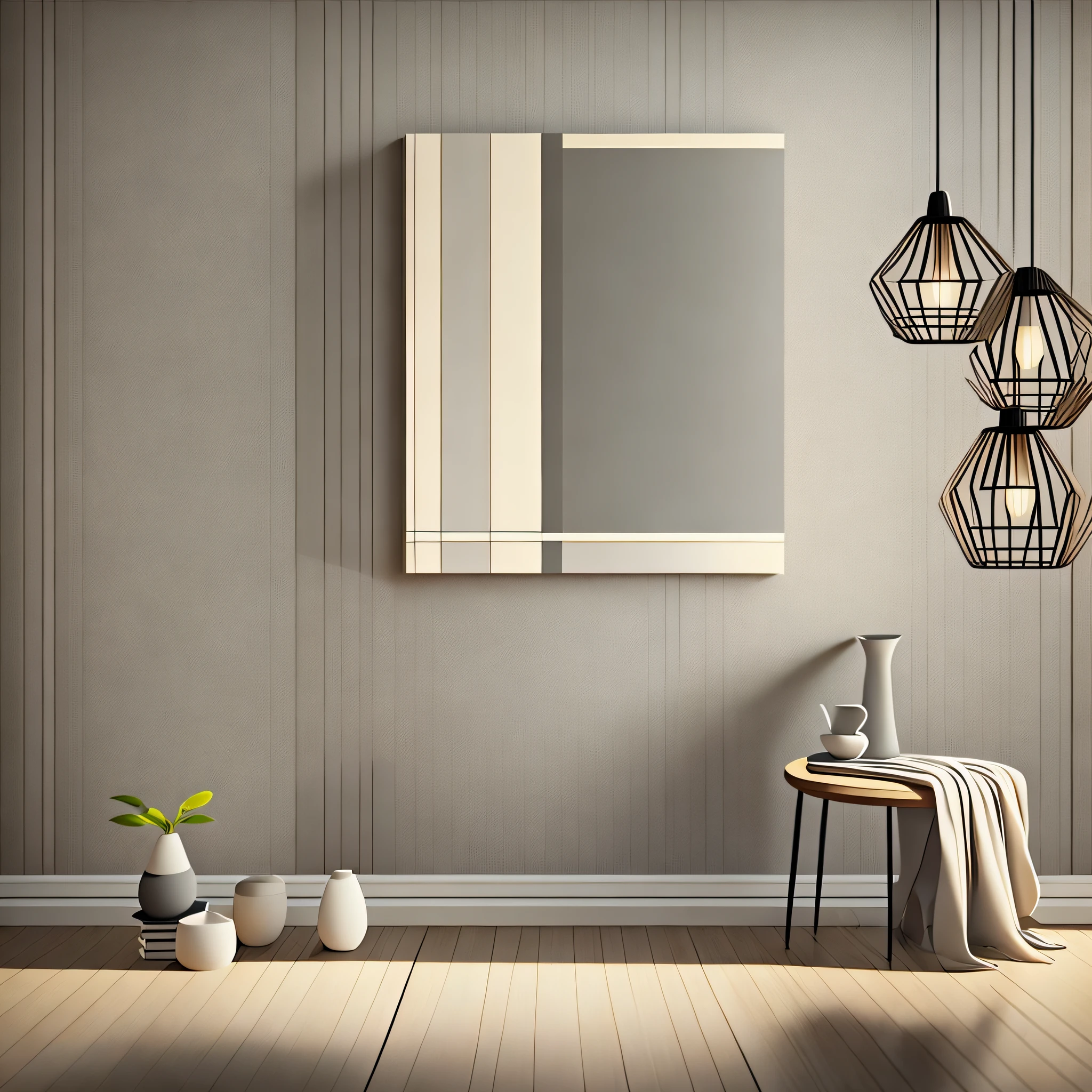 Minimalistic and modern canvas poster with a beige and light grey color scheme. --auto --s2