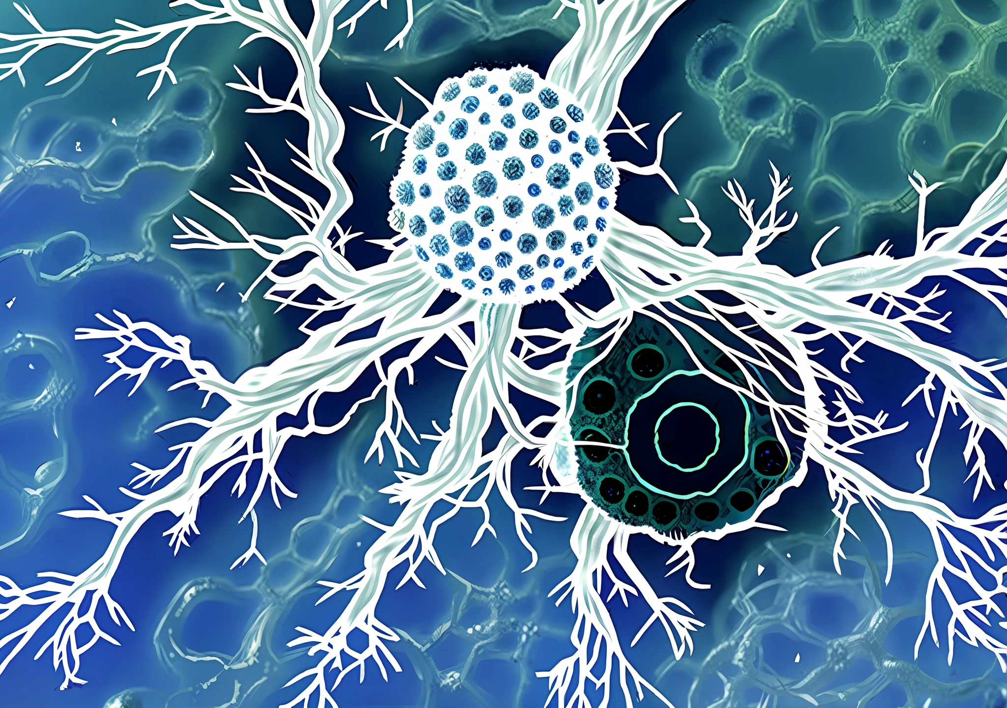 black mold, cell with a core, nucleus,