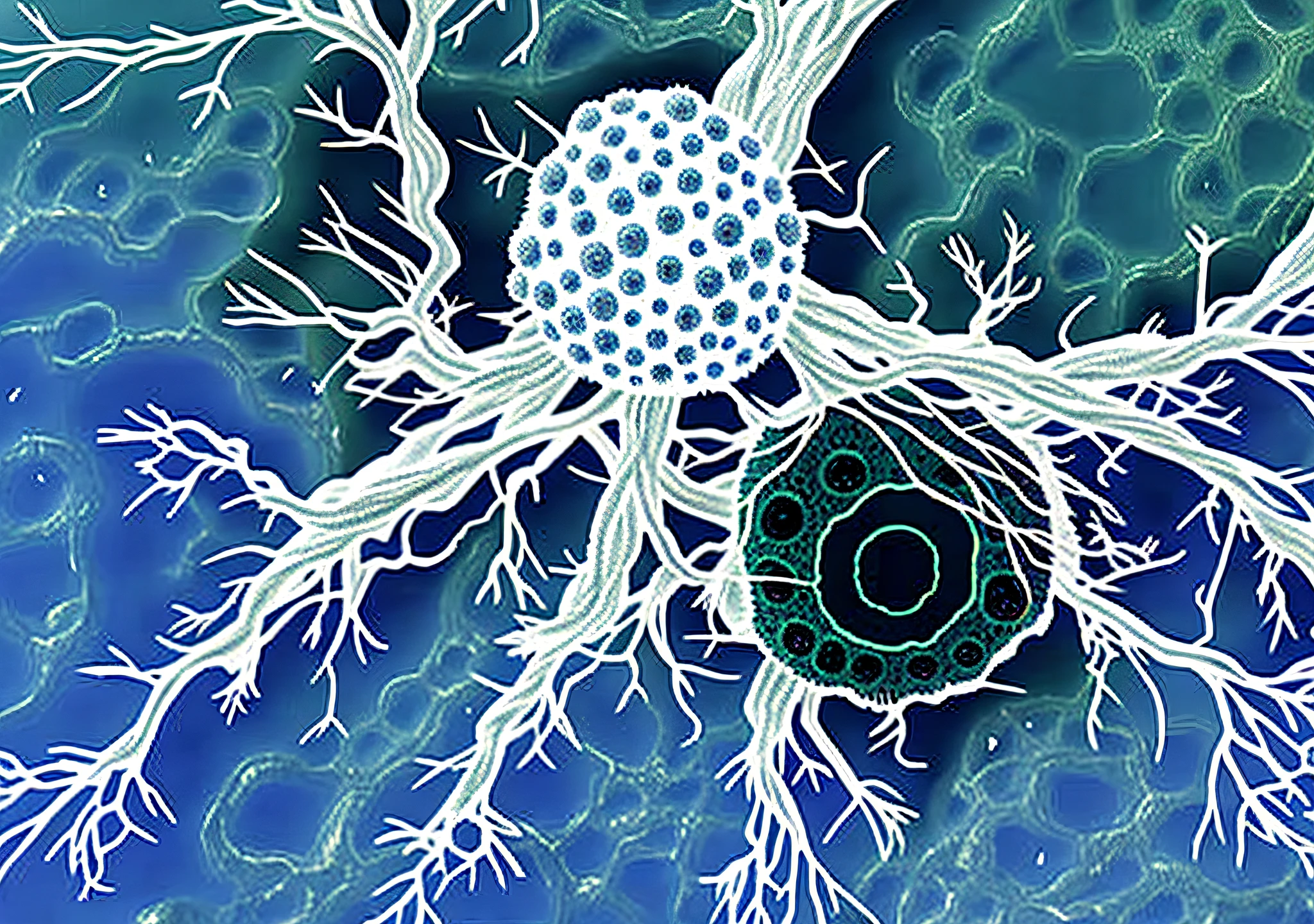 black mold, cell with a core, nucleus,