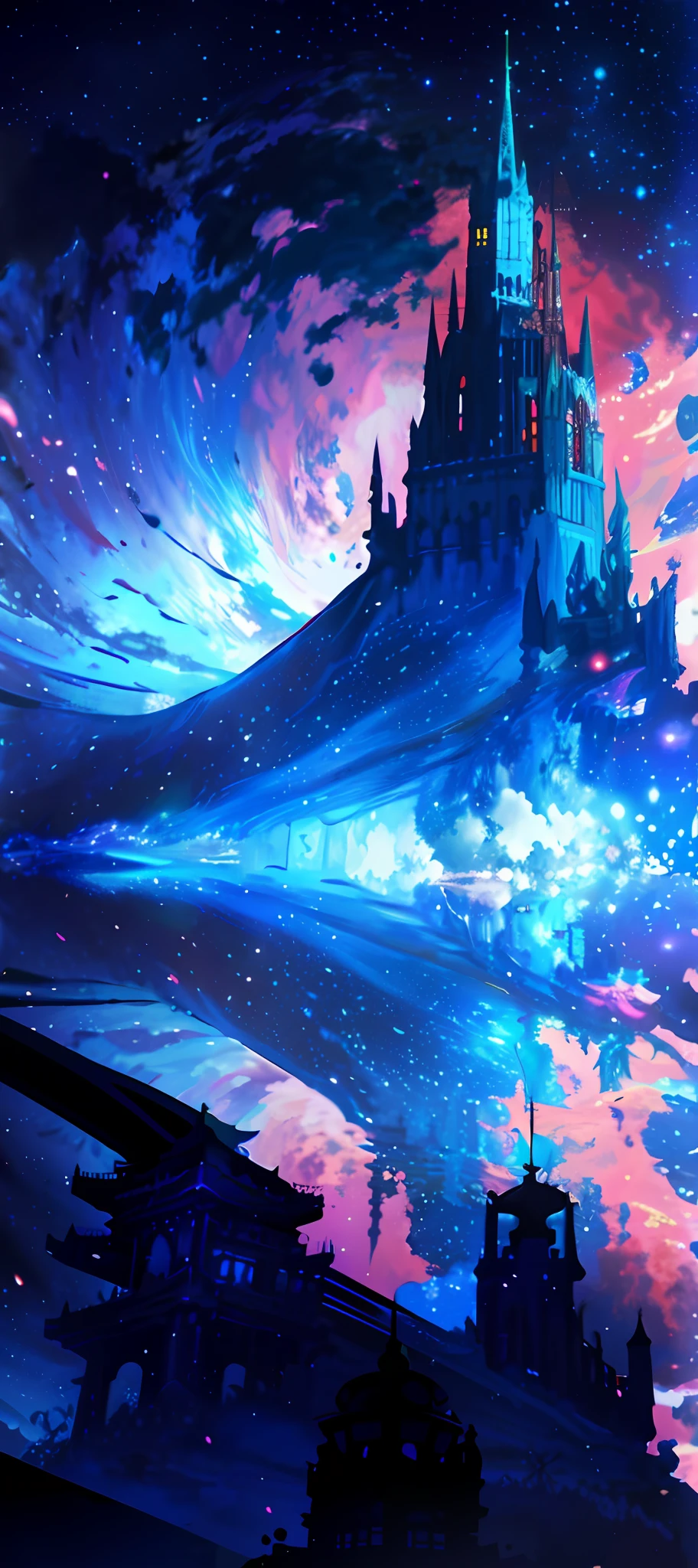 anime - style painting of a castle in the middle of a galaxy, 4k highly detailed digital art, beautiful art uhd 4 k, jen bartel, anime art wallpaper 4 k, anime art wallpaper 4k, alice x. zhang, 4k detailed digital art, anime art wallpaper 8 k, dreamlike digital painting, 8k stunning artwork