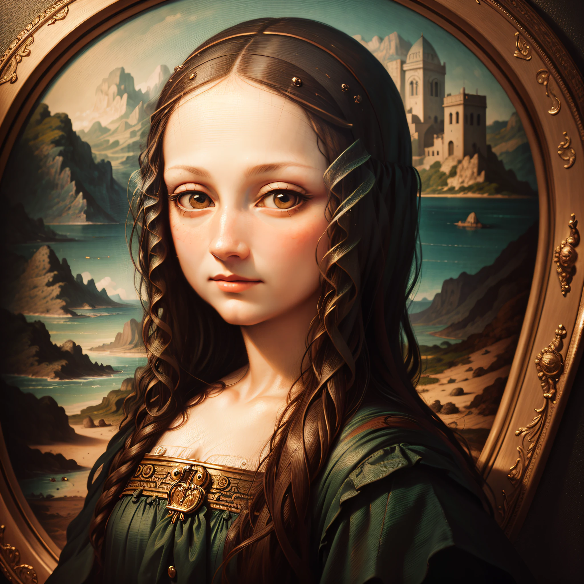 Um retrato da Mona Lisa, Surrealism, depth of field, UHD, 8k
