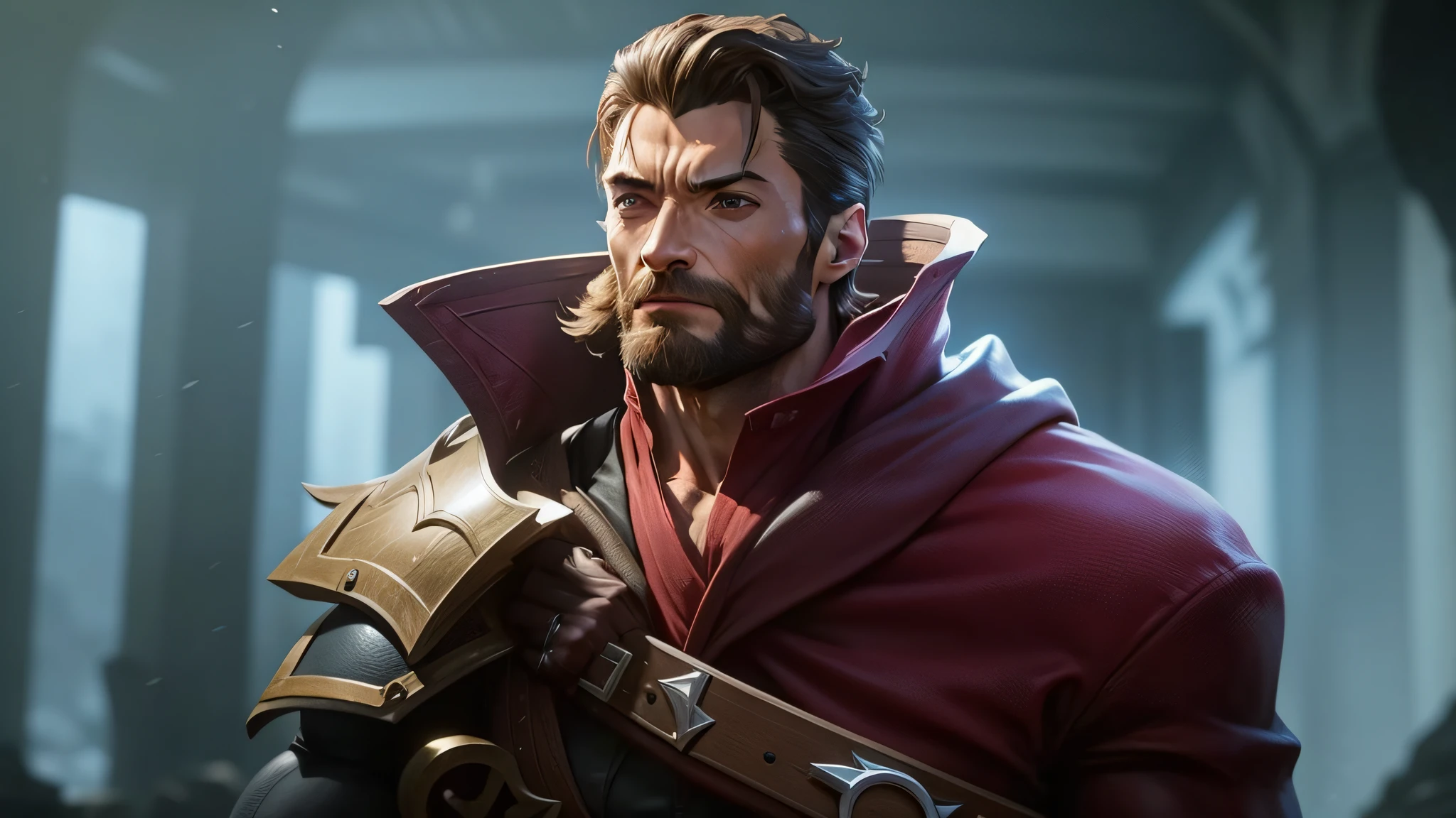 Hugh Jackman, Graves, League of Legends, Hugh Jackman como Graves, realista, charuto, arma, barba --auto --s2