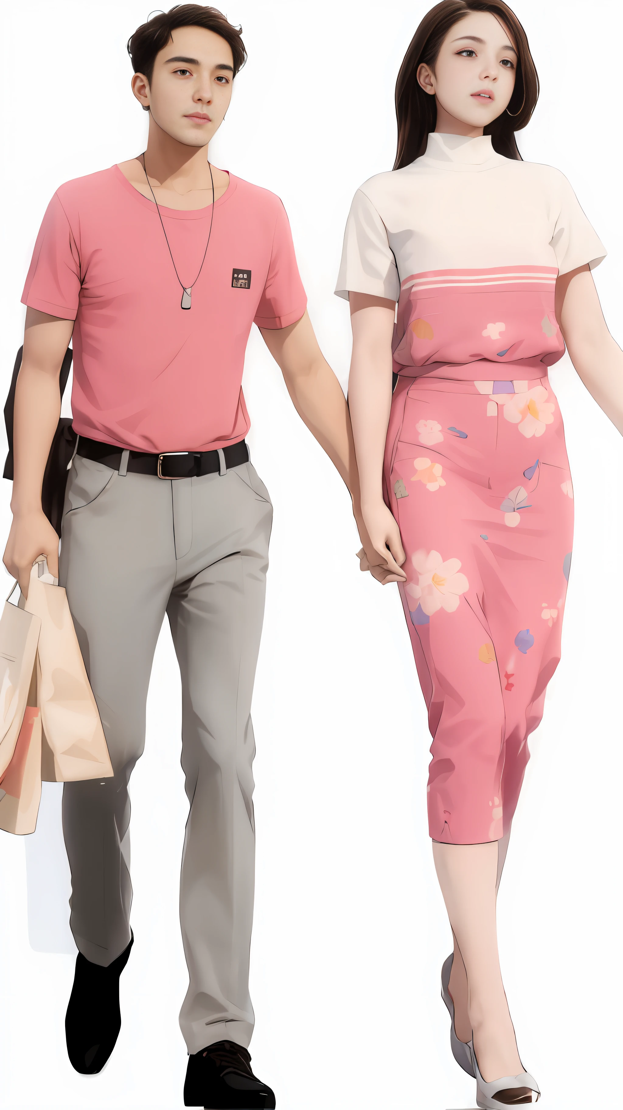 (((A man holding a woman))), holding hands, street view, natural light, highest quality