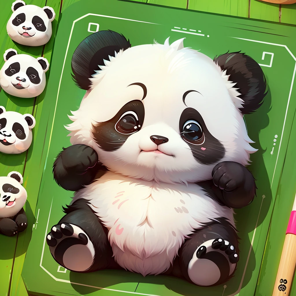 1 panda, cartoon style illustration, little color transition, cute panda, cute, emote, emoji, ((white ending)), panda bear, in love, heart, cute drawing --auto --s2