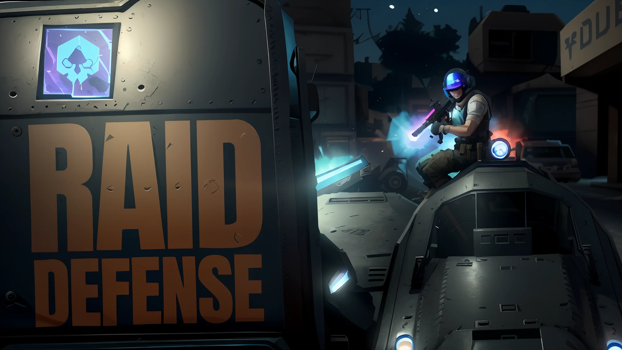 a close up of a video game with a person on a vehicle, squad fighting enemy, intense shading, youtube thumbnail, fbi raid, in game graphic, paid artwork, 3 rd person action adventure, 🕹️ 😎 🔫 🤖 🚬, joe biden in fortnite, paid art assets, team fortress 3, video game screenshot, grenade explosion, night time raid