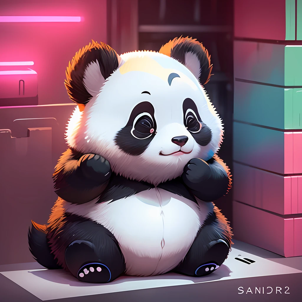 1 panda, cartoon style illustration, little color transition, cute panda, cute, emote, emoji, ((white ending)), panda bear, in love, heart, cute drawing --auto --s2
