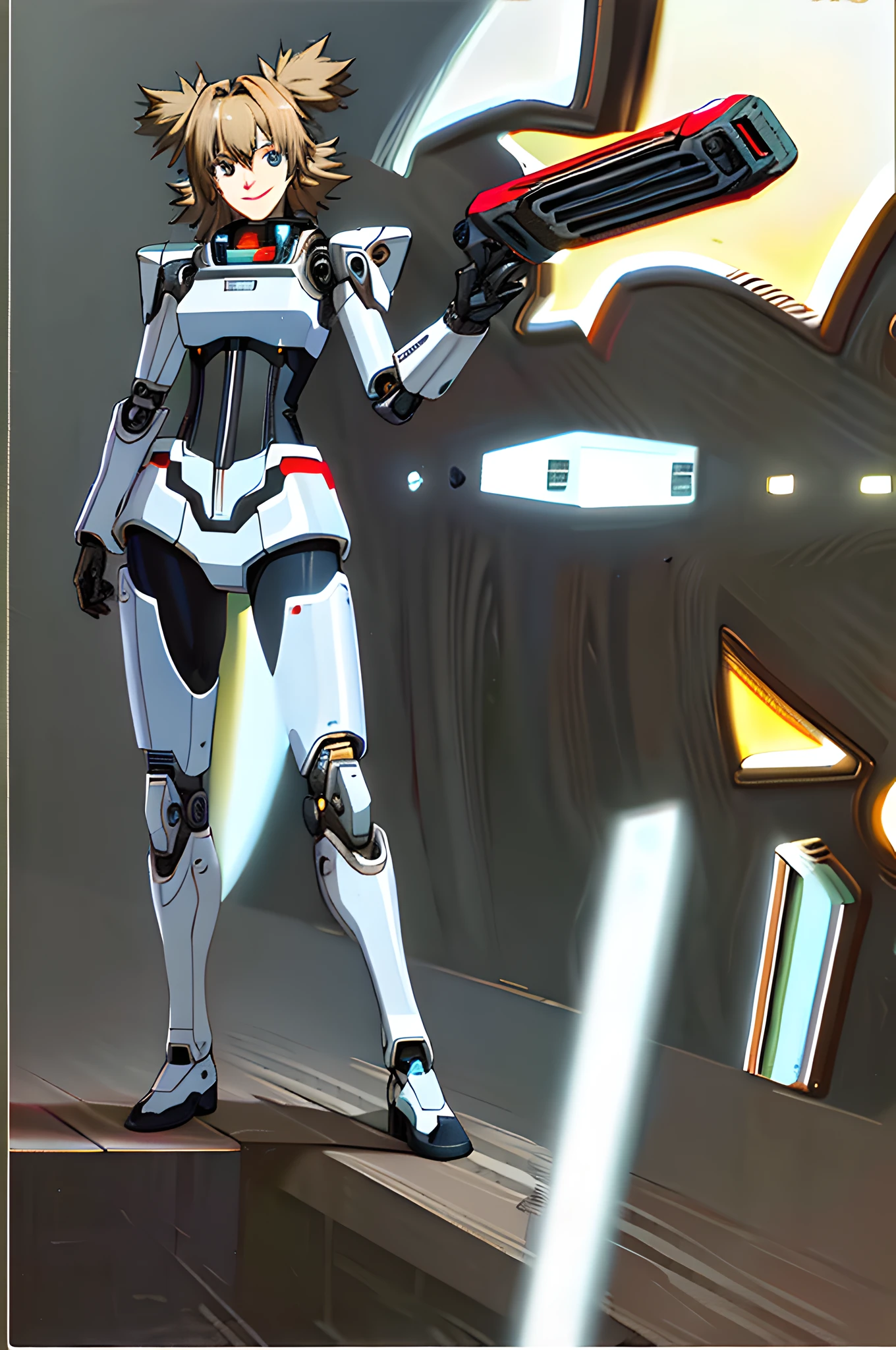 masterpiece, best quality, ultra detail, beautiful temariNS porter character, solo, quad_tails, smile, volumetric lighting, best quality, masterpiece, intricate detail, tone mapping, sharp focus, ultra detail, artstation trend, mecha, intricate mechanical bodysuit, mecha corset, mechanical parts, robotic arms anda legs, headgear,caustics, reflection, ray tracing, demontheme, cyber effect, cyberpunk, science fiction