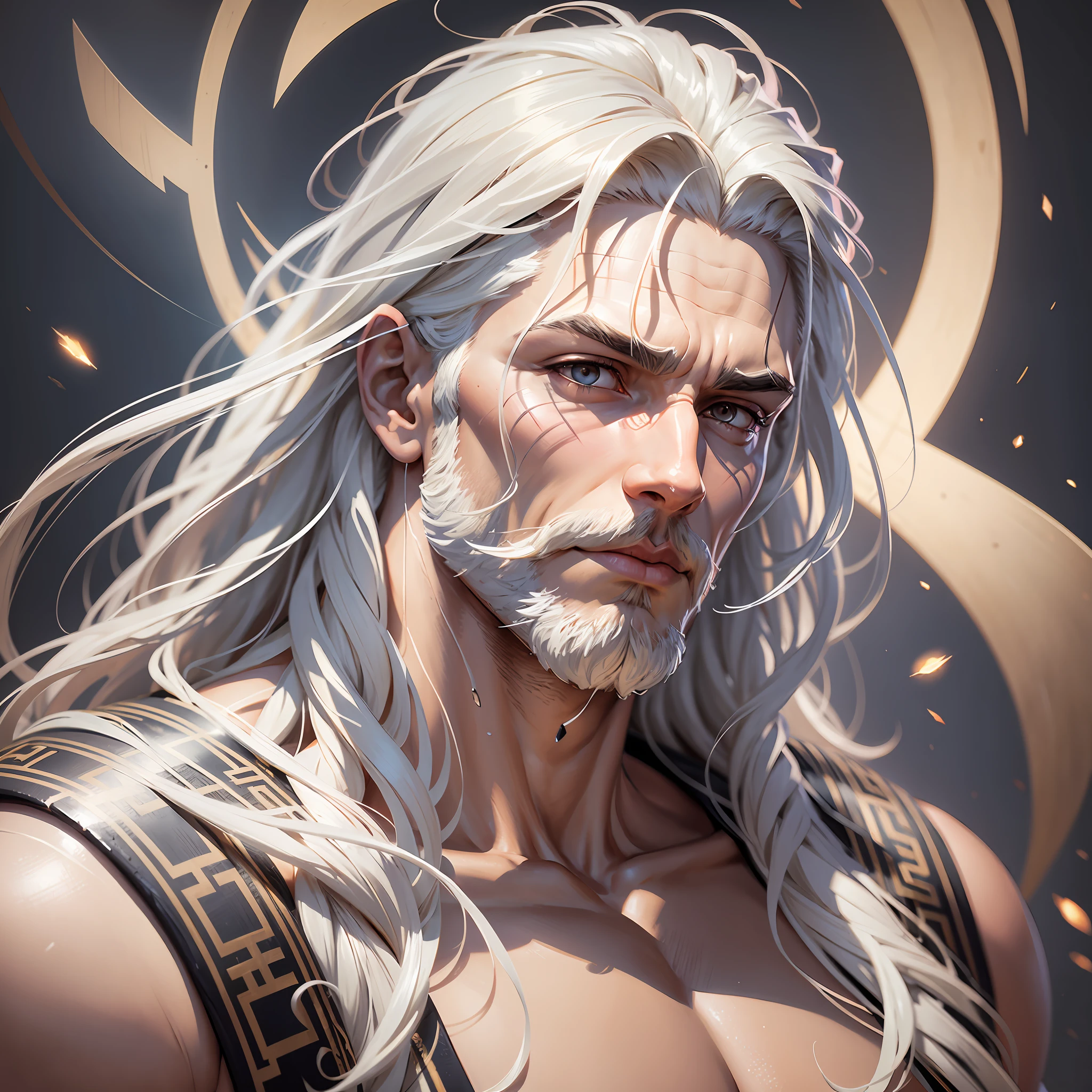Full potrait of Rugged muscular zeus greek god of lightening, anime version,full long white hair highly intricate detailed, light and shadow effects, intricate, highly detailed, digital painting, art station, concept art, smooth, sharp focus, illustration, advanced digital anime art, atmospheric lighting, detailed face, 8 k, hq, artstation, by makoto shinkai, stanley artgerm lau, wlop, rossdraws ” --auto --s2