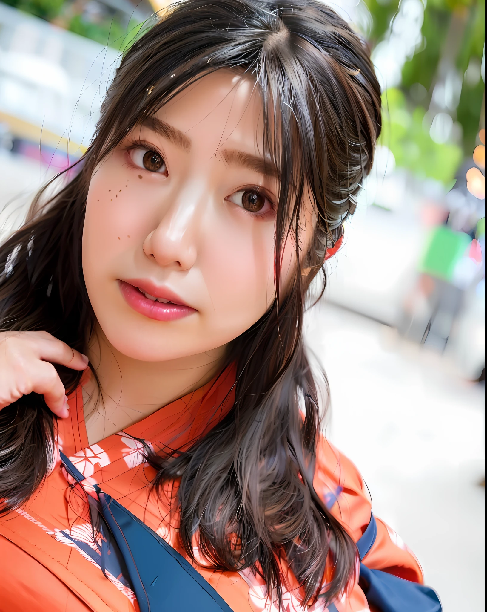 best quality, photorealistic, 8k, high res, 1girl, woman, (professional lighting), (portrait:0.6), (red kimono dress:1.72), gorgeous, black hair, (short hair:1.2), (1girl eyes looking at viewer:1.4), ((looking at viewer:1.6)), (looking at the camera), photorealistic, (bokeh), (portait:0.6), (dynamic pose:1.2), sfw, (smile:1),