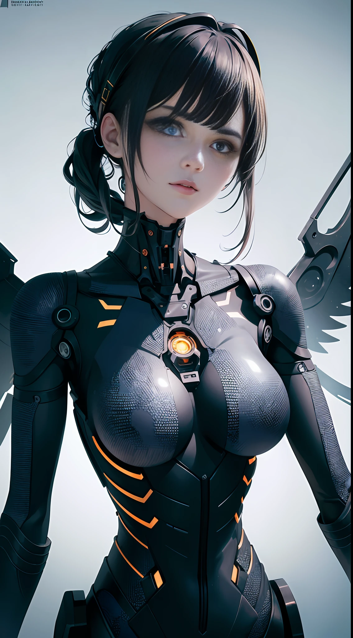 1mechanical girl,((ultra realistic details)), portrait, global illumination, shadows, octane render, 8k, ultra sharp,metal,intricate, ornaments detailed, cold colors, egypician detail, highly intricate details, realistic light, trending on cgsociety, glowing eyes, (facing viewer:1.2), neon details, machanical limbs,blood vessels connected to tubes,mechanical vertebra attaching to back,mechanical cervial attaching to neck,sitting,wires and cables connecting to head,,photography, beautiful, colorful,realistic,wings,