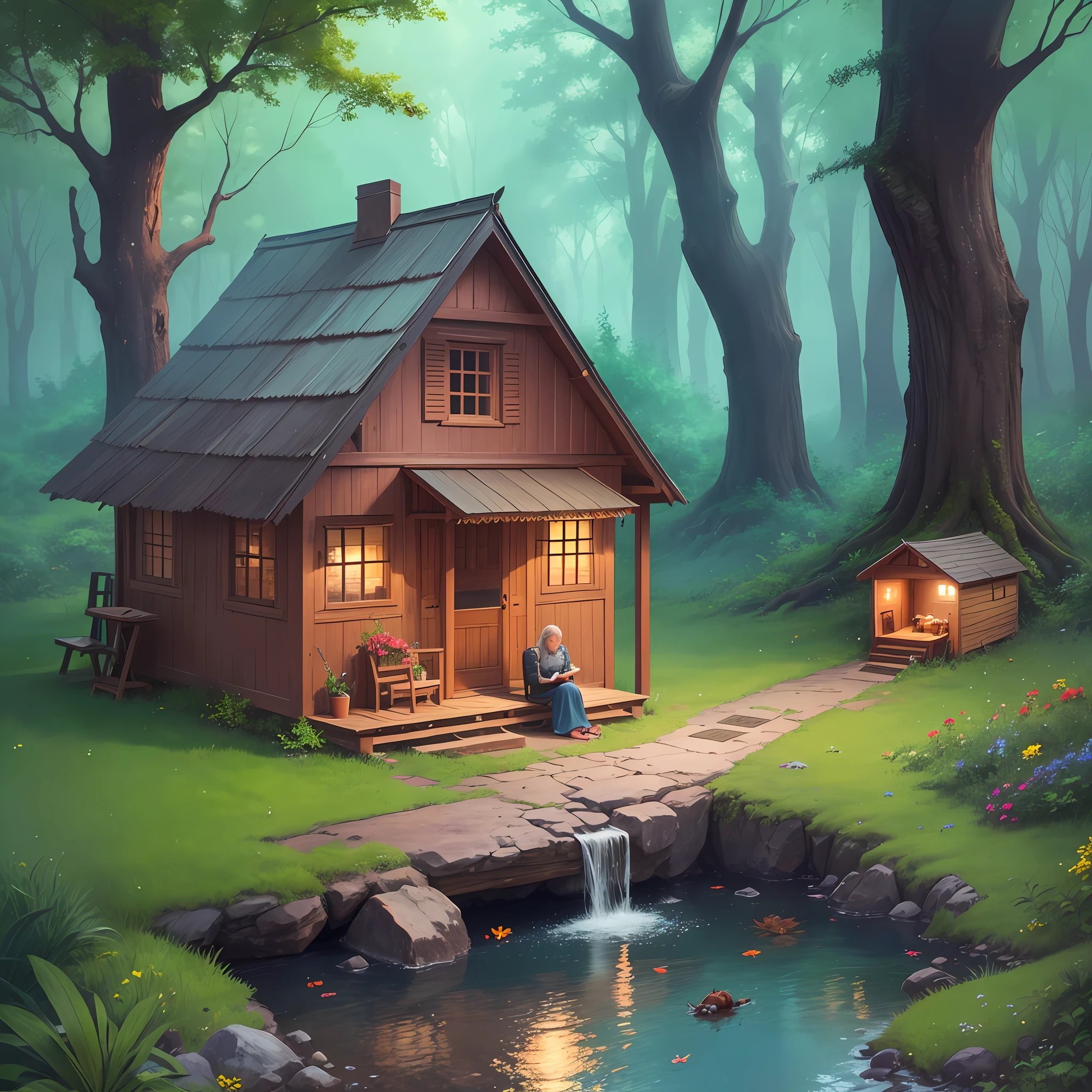 A cockroach walks slowly along the forest trail, carrying a suitcase in its hands. The insect seems to be very tired, probably from having walked for hours. The cockroach stops for a moment to rest, placing the suitcase on the floor and sitting down next to it.
While resting, the cockroach begins to think about the journey that led it there. She remembers stepping out of a dark, damp sewer in search of something new and exciting. She wanted to explore the world and see things she had never seen before.
The cockroach finally gets up and picks up the suitcase again. She continues to walk the trail, passing tall trees and colorful flowers. The fresh air of the forest seems to renew her energies and she begins to feel more excited and hopeful.
After walking for a few more minutes, the cockroach finally reaches a crystal clear stream. She sits down at the water's edge and opens the suitcase. Inside, she finds a small dollhouse that she had built very carefully.
The cockroach smiles at the sight of its creation and begins to set up the house on the soft grass beside the stream. She places furniture and decorations in each room, imagining what it would be like to live in such a beautiful and cozy home.
While working in the dollhouse, the cockroach realizes that it has found exactly what it was looking for: peace and tranquility in a beautiful and quiet place. She feels happy and satisfied to have made the trip, and promises to come back whenever she needs a little peace and quiet.