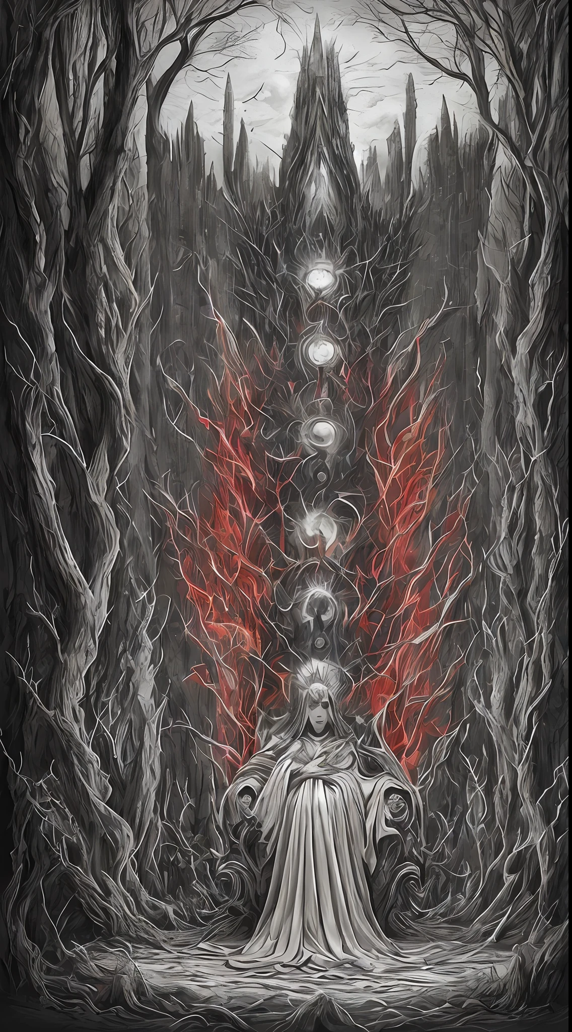 Baptized in vitrolic acid
A finishing touch, a smoothing of features
Realization of the greatest art
To cast a crimson demon, once diverted, they became divine on a throne
Stripped of congenital flaws
We are incandescent revelations in a world of darkened forms