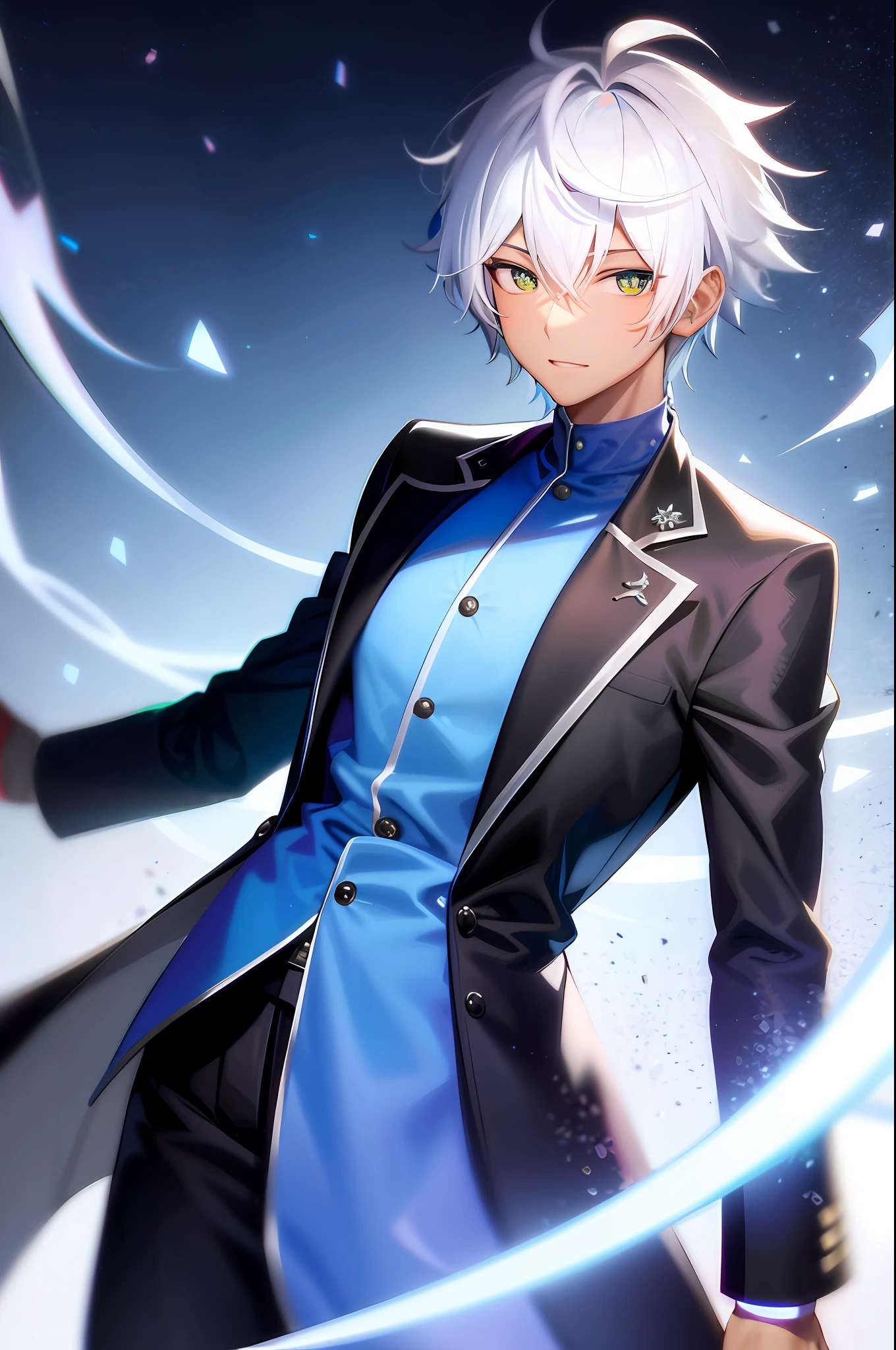 chroma key, male anime character, white hair and dark skin