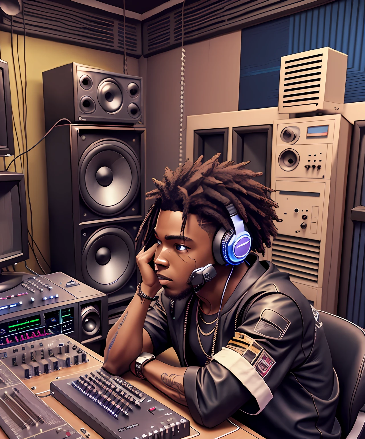 Black boy no studio de musica cyberpunk --auto --s2