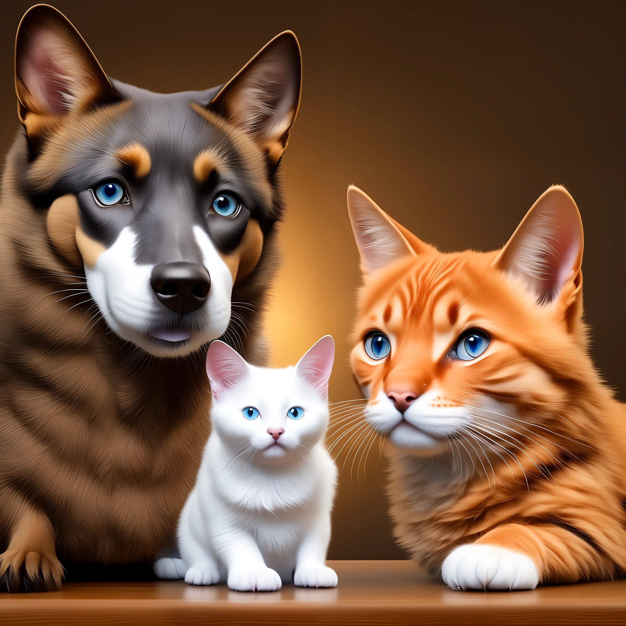 1 liter of milk between a cat and a dog, ultra realistic, intricate details, 8k