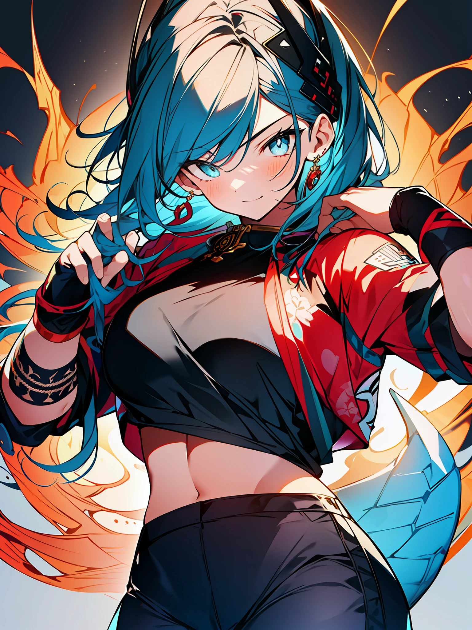 3girls, excellent lighting, sidelighting, (curvy: 1.2), vhsKeeper, background, mixed-language_text, Japanese graffiti letters, GUILTY GEAR -STRIVE style perfect(flat color: 1.3), (magazine_cover: 1.4), (multicolored_background: 1.3), striped_background, card_background, :: comix style by joe madureira :: , perfect and detailed, ultra detailed shirt with abstract design, with Japanese graffit print on the sides of the dress, image of full-bodied women large breasts fighting alongside you with powerful dragons versus alien creature full of tentacles, with immersive effects, hover effect, background style graffiti tribal tattoo with vibrant colors "ultra hdr" detailed and with focus effect, (masterpiece: 1.2, best quality), (finely detailed beautiful eyes: 1.2), , ((Solo)), (Degrade eyes:1.4), (Finely detailed eyes and detailed face with long eyelashes:1.3), in various full-body attack poses, (cute background: 1.2),futuristic costume, super detailed circular metals Clinging to the arms and pants, fantastic paintings