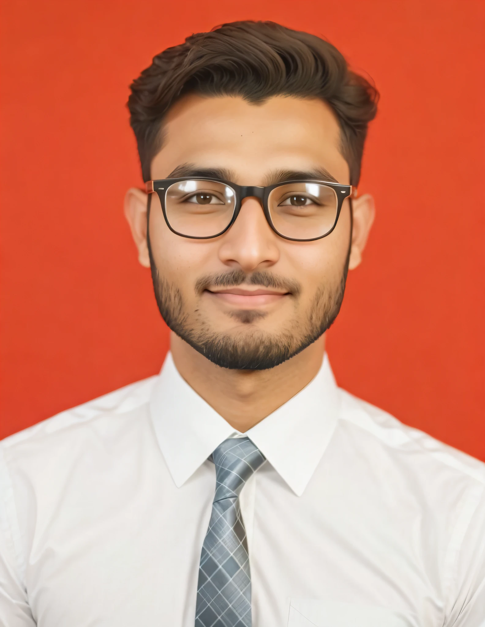 there is a man wearing glasses and a tie posing for a picture, riyahd cassiem, mohamed chahin, khyzyl saleem, professional profile picture, portait photo profile picture, ash thorp khyzyl saleem, front profile!!!!, very clear picture, kyza saleem, professional picture, very very low quality picture, profile portrait