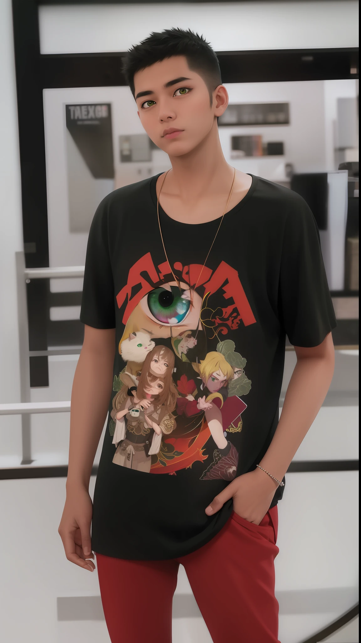 Anime, green eye, big eye, realistic