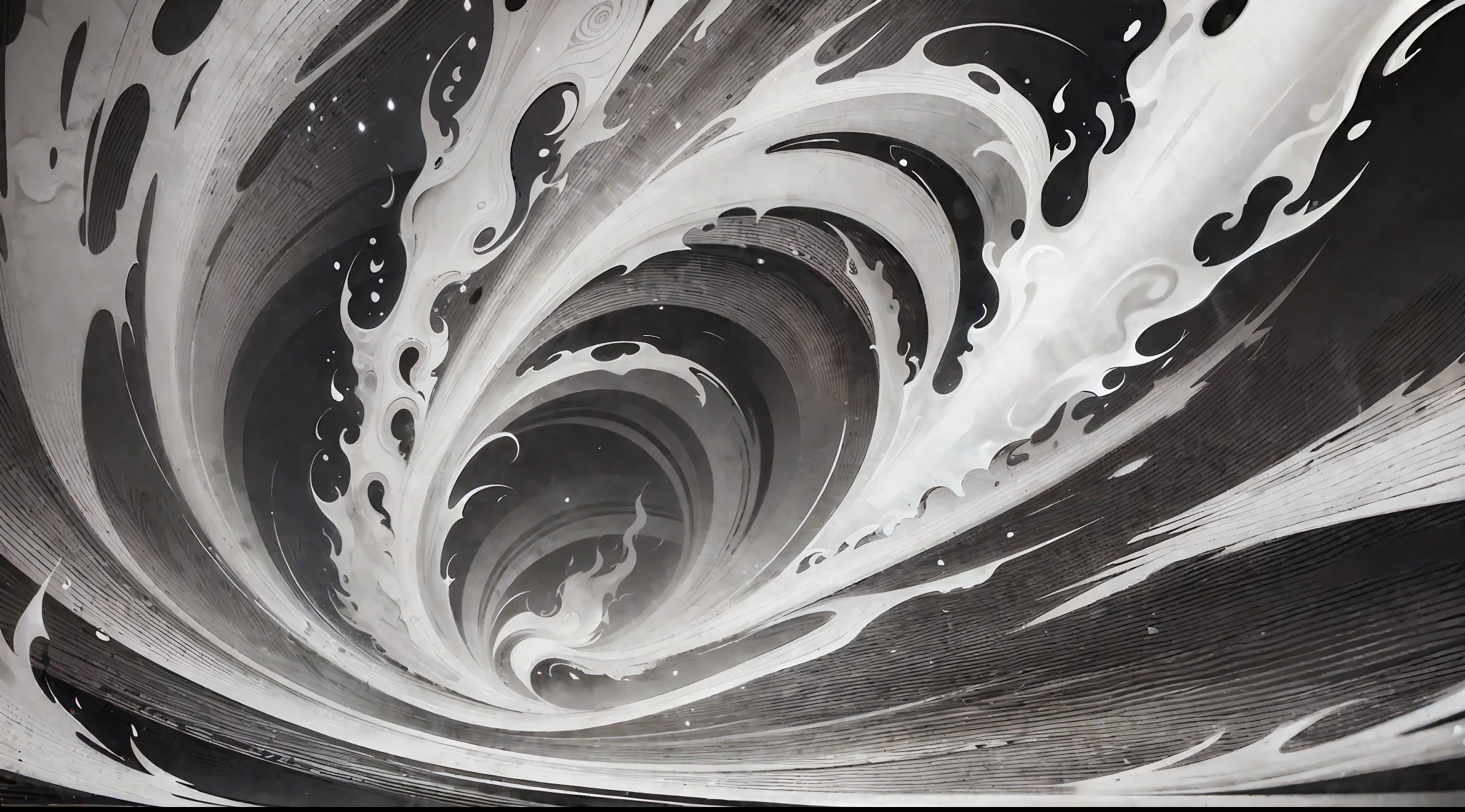 cartoon background, flame, momentum, monochrome, G pen