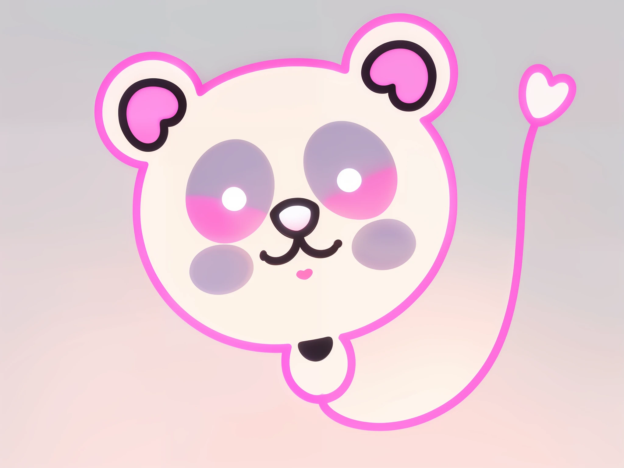 a close up of a panda bear with hearts on its nose, cute panda, panda panda panda, panda, pink nose, a cute giant panda, round cute face, cute face big eyes and smiley, clear cute face, a panda in space, dream animal cute eyes, with a black background, kawaii cute dog, cute! c4d, kawaii