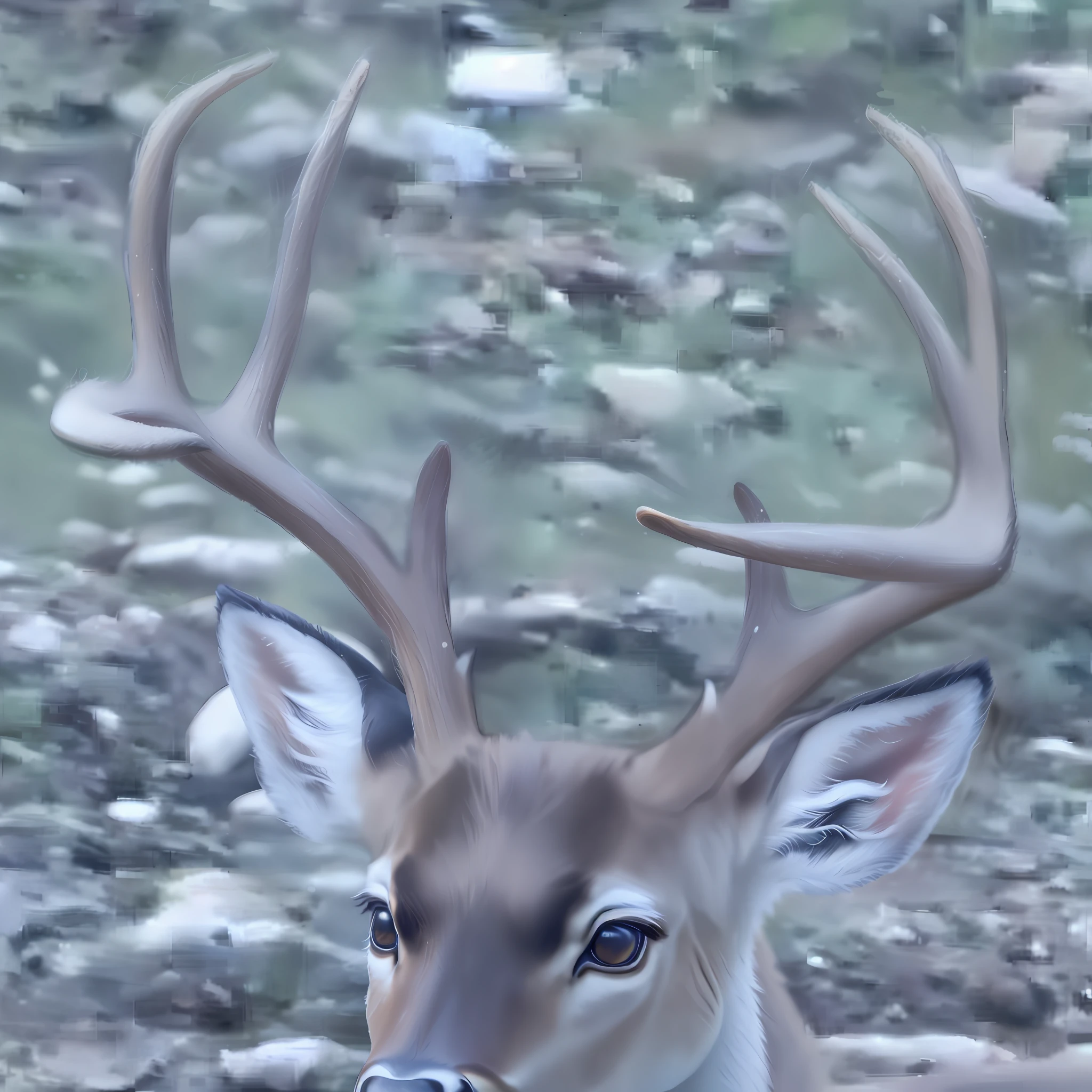 Deer antlers, deer close shot, female deer, there is a deer, spotted ultra-realistic, high resolution and detail, photorealistic detailed, realistic scene, close-up, anthropomorphic deer, highly detailed photorealistic, highly detailed realistic, photorealistic high-detailed, realistic fantasy rendering, high-quality photorealism, photorealistic detail, photorealistic style, realistic high-detail 0