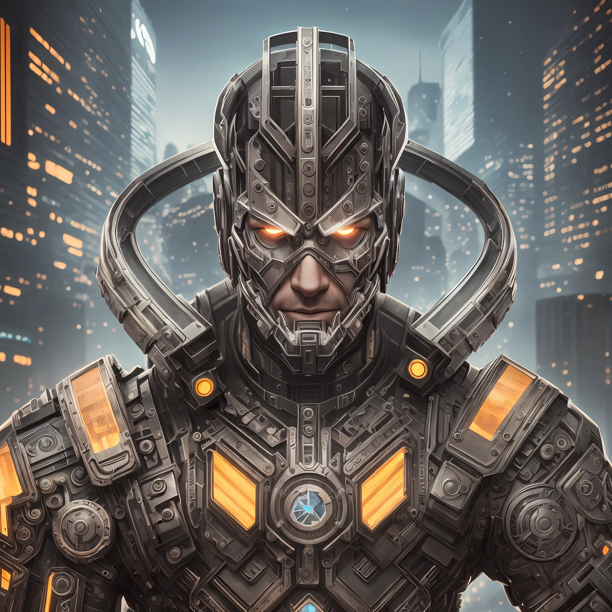 Muscular man | cute| cyborg| portrait| detailed face| symmetrical| steampunk| cyberpunk| cyborg | intricate detailed| scalar| hyperrealistic| cinematographic lighting| digital art| concept art| Style MDJRNY-V4 |8K --auto --s2