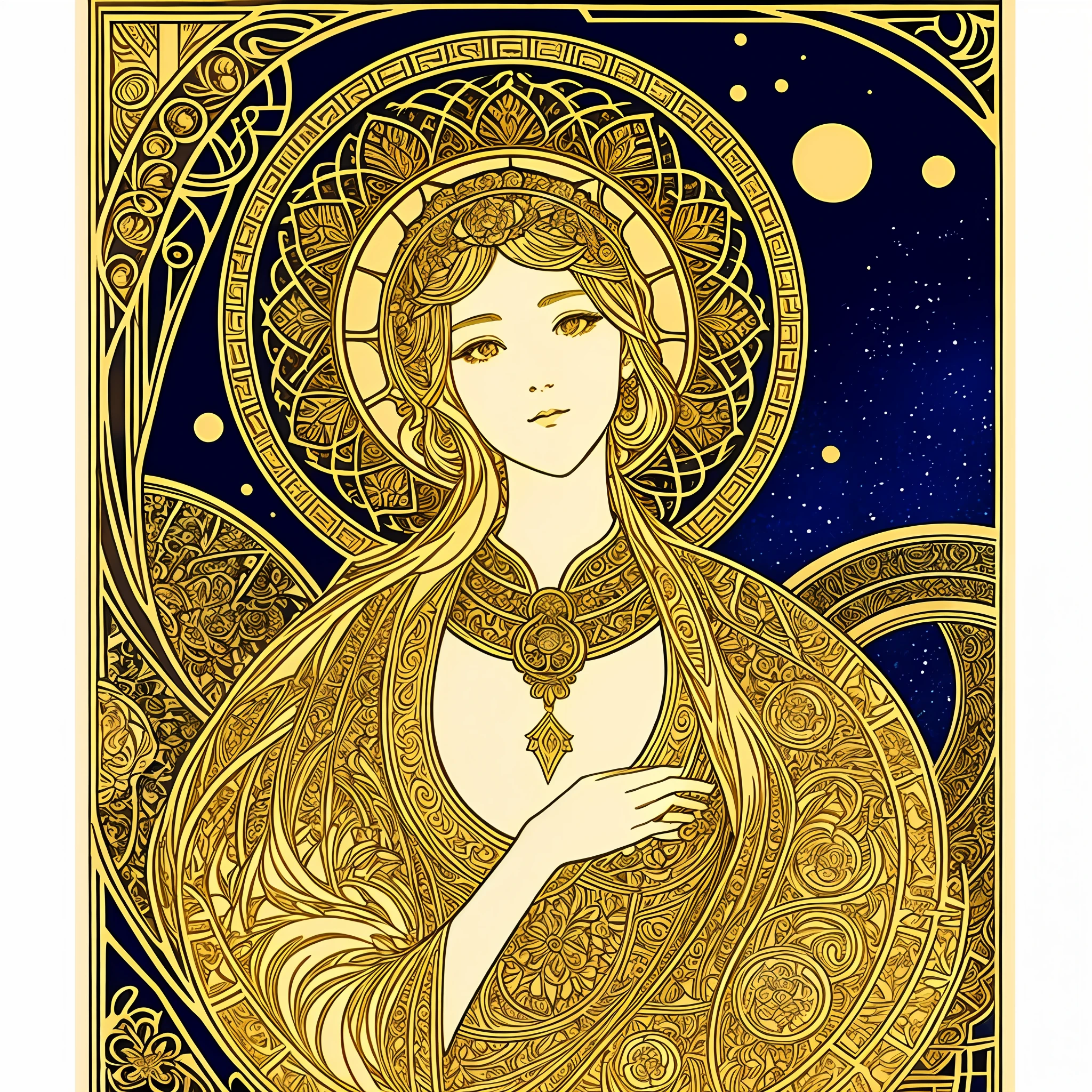 vector art,design,there are two panels with gold designs on them that are very decorative, intricately detailed engravings, anime art nouveau cosmic display, golden inlays, intricate art nouveau, mucha tiffany kilian eng, intricate art deco pasta designs, maximalist art nouveau, art nouveau accents, hyperrealistic art nouveau, art nouveau design elements, intricate gold elements, art nouveau aesthetic