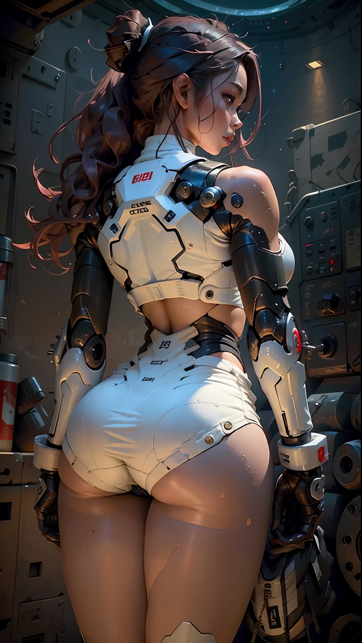Female Body Definition Thigh Cybernetic Body Parts, Short Underwear, Big Buttocks, Back Figure, Sweat, Space Station, Tokyo,