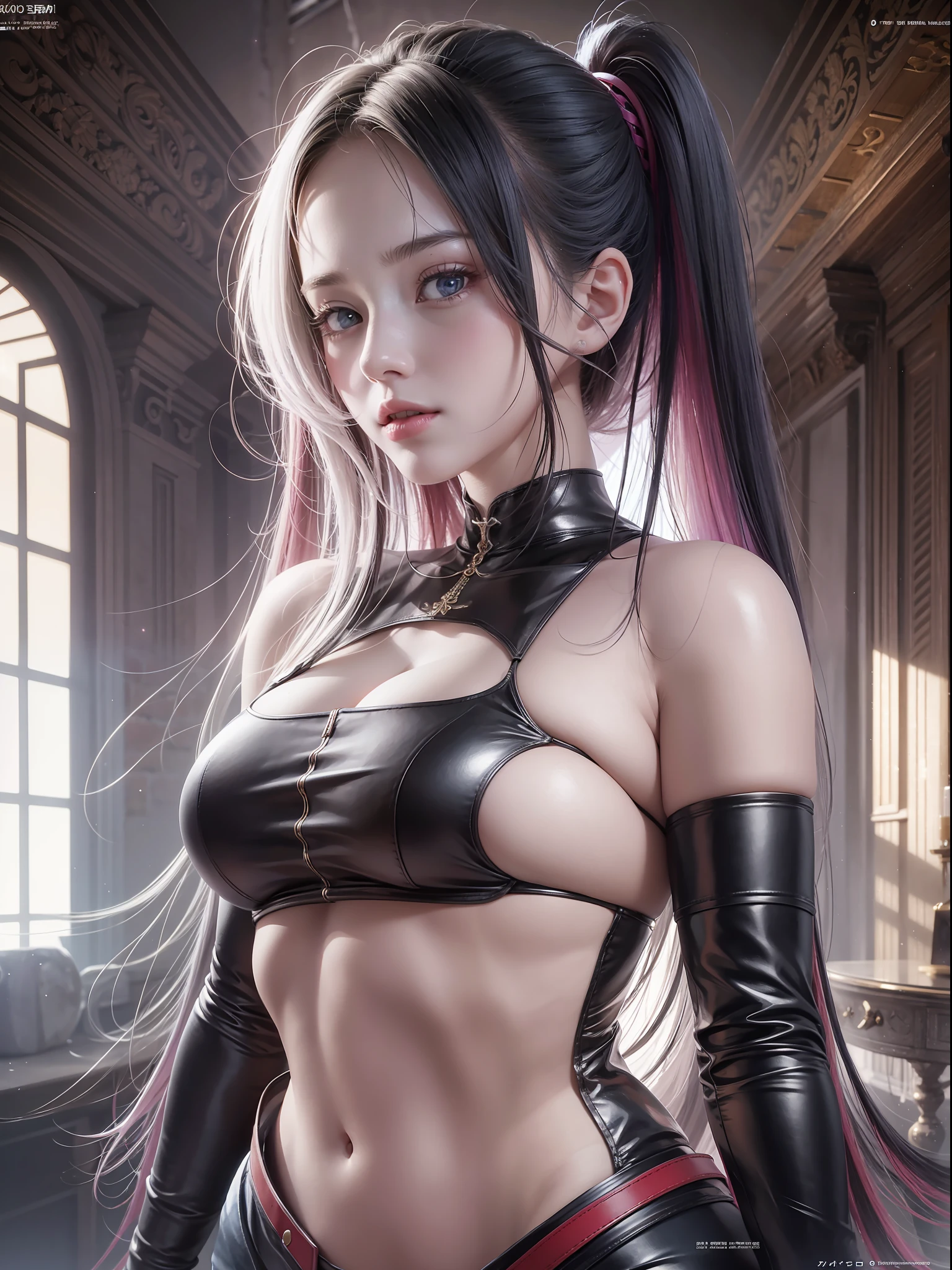 official art, unity 8k wallpaper, ultra detailed, beautiful and aesthetic, beautiful, masterpiece, best quality, a girl has beautiful face, raw shoulder, raw nabels, navel, big ass