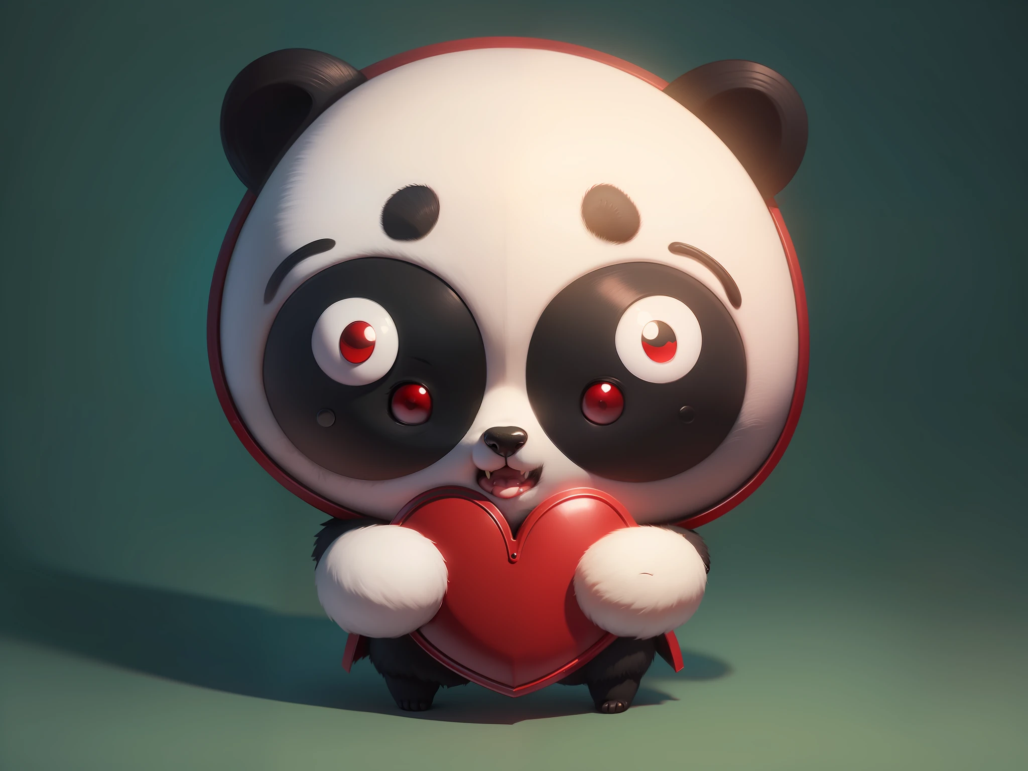 A panda holding a red heart, Artstation, detailed, digital painting, cinematics, character design by Mark Ryden and Pixar and Hayao Miyazaki --auto --s2