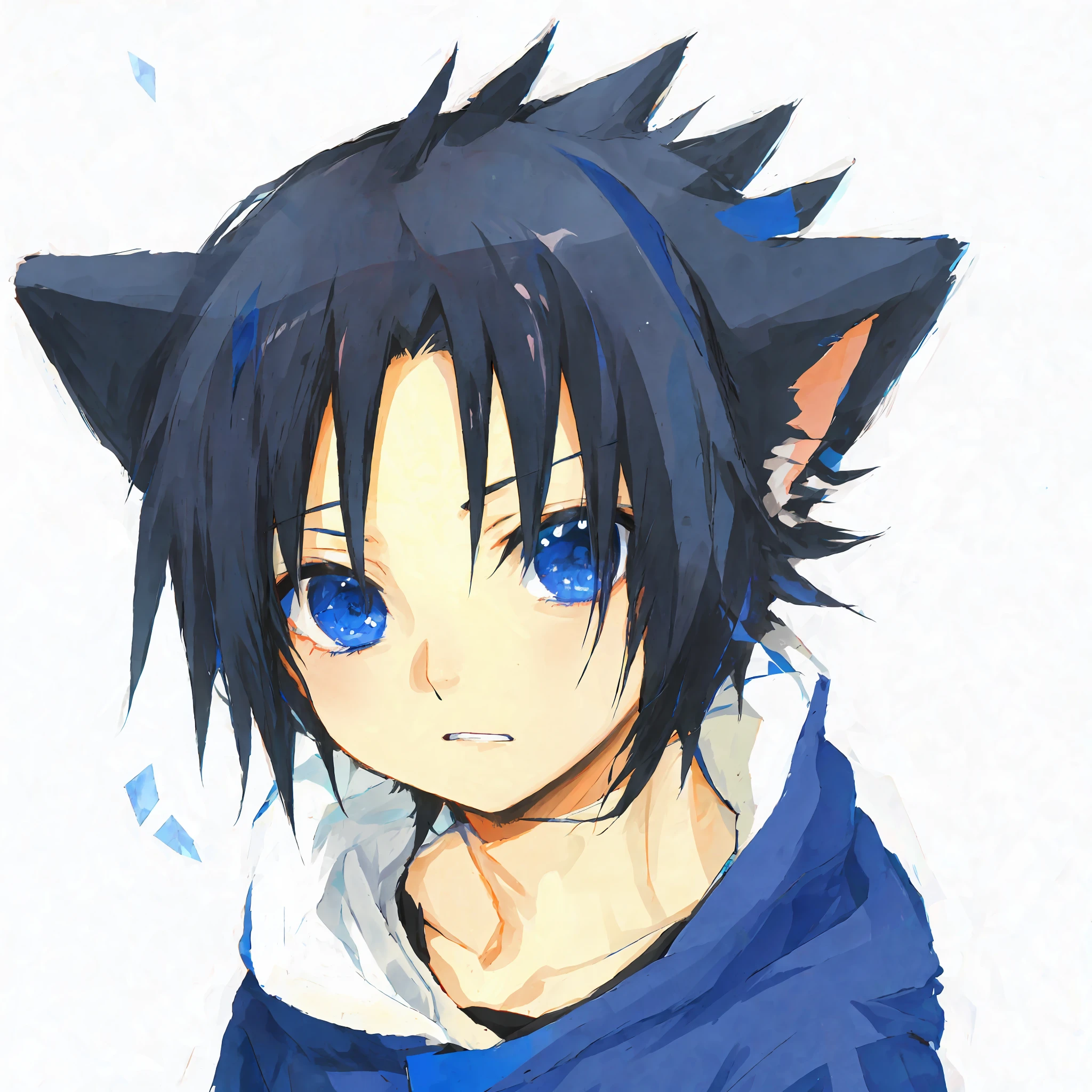anime character with black hair and blue eyes wearing a blue hoodie, emo boy with cat ears and tail, ikuto yamashita, anime cat, okata kazuto, boy with cat ears and tail, sasuke uchiha, anime style”, kemono, anime moe artstyle, akiyuki shinbou, neko, sora as a cat, fubuki