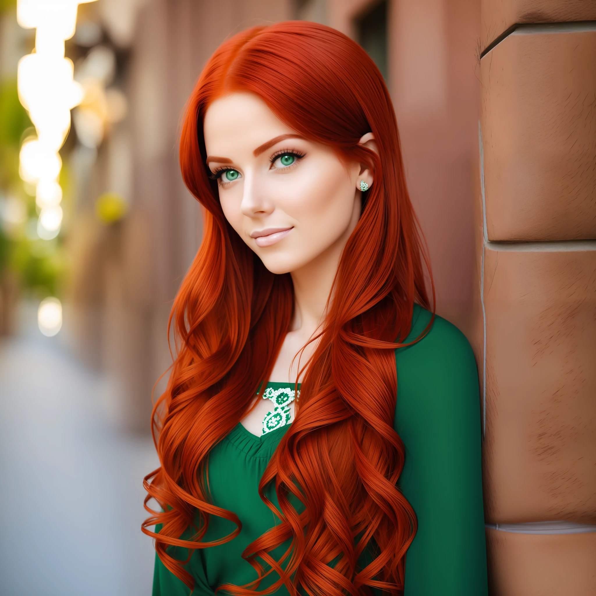 Woman red hair, green eyes --auto --s2