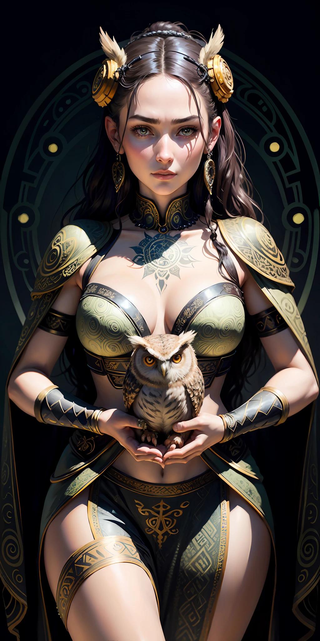 Owl covered with Celtic knots , hyper-realistic,hyper-detailed fantasy art; elegant, intricate, detailed, symmetrical face, accurate anatomy and eyes.
extremely detailed very attractive fantastic view luis royo Ultra realistic Tom Bagshaw