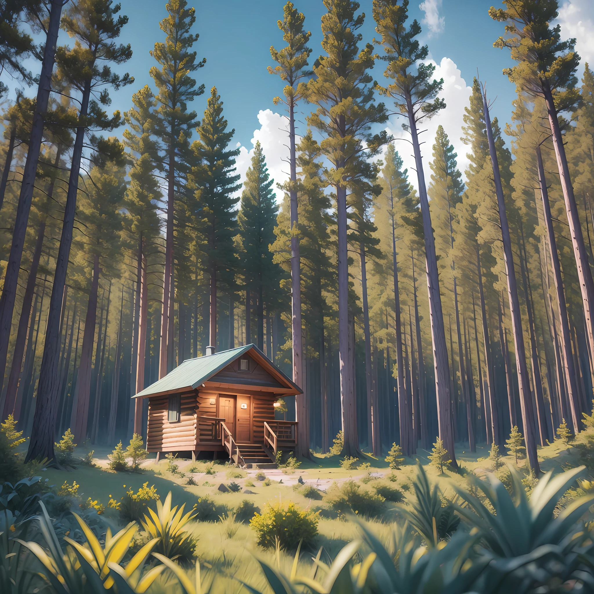 (High quality) (realistic photo) cabin in the middle of the dark forest horror movie style --auto --s2