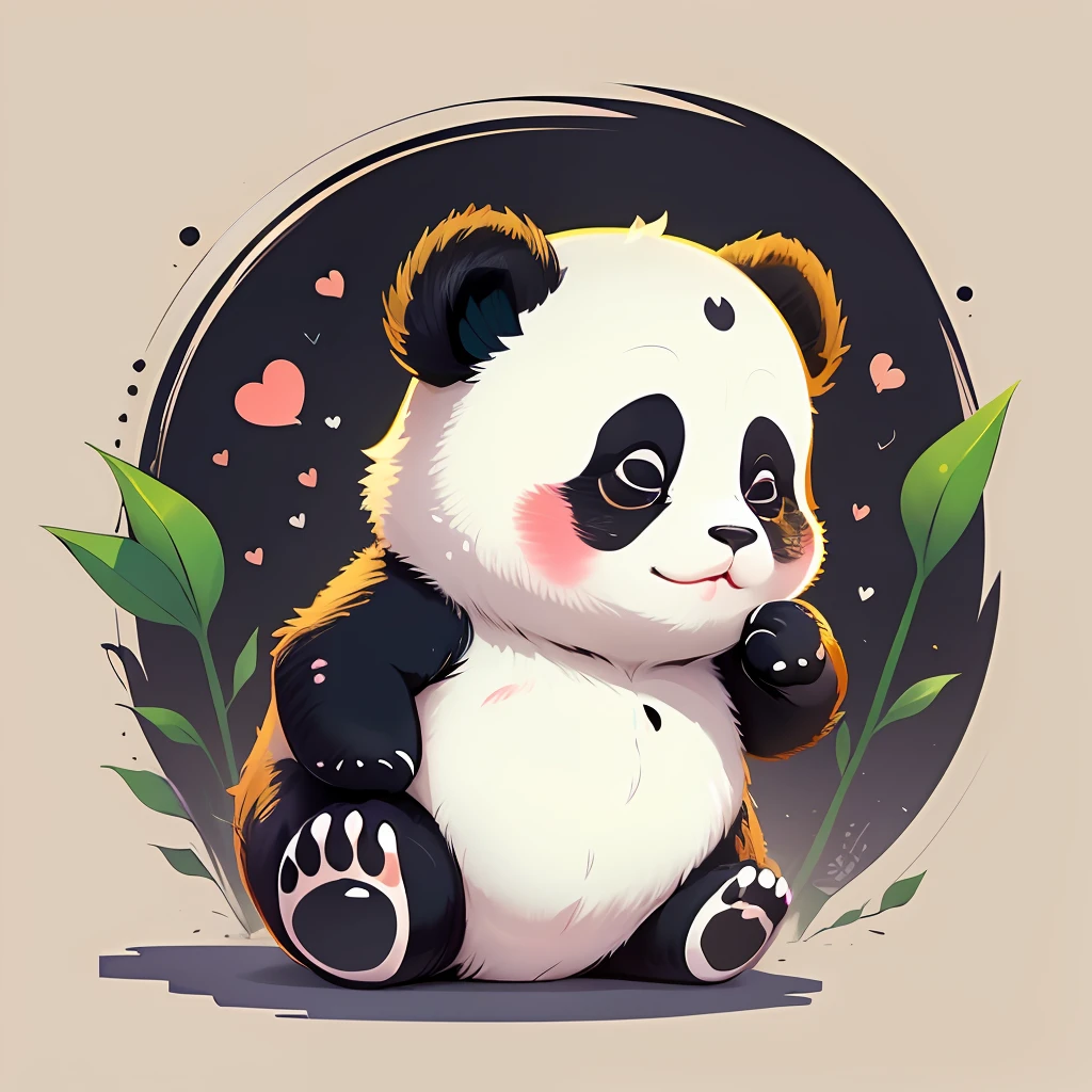 1 panda, cartoon style illustration, little color transition, cute panda, cute, emote, emoji, ((white ending)), panda bear, in love, heart, cute drawing --auto --s2