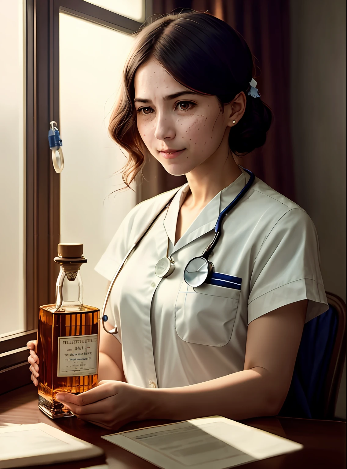 Portrait of a patient in blue plaid clothes lying on hospital bed oxygen mask buttoned on face crying face