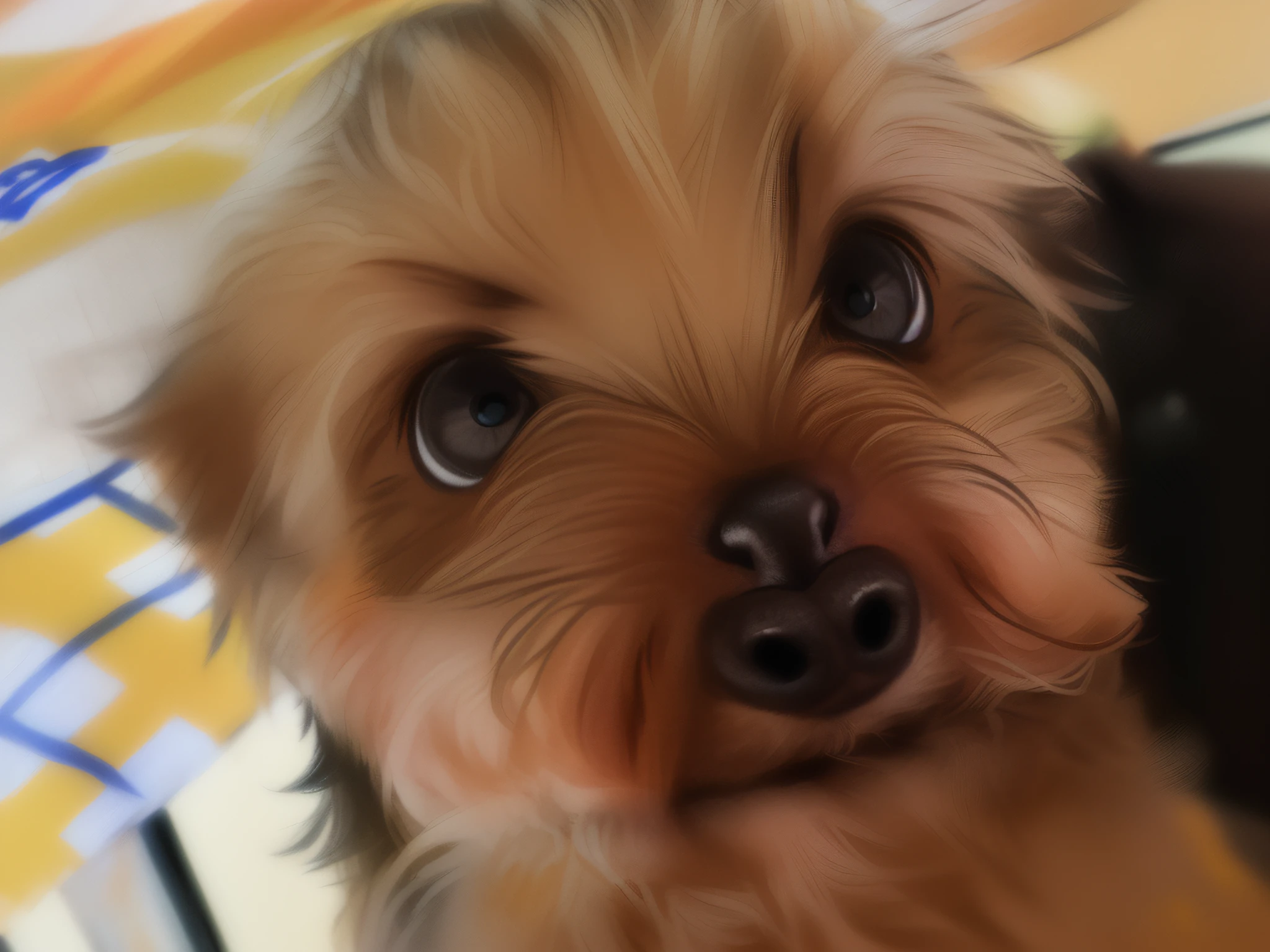 there is a small dog that is looking up at the camera, scruffy looking, yorkshire terrier, huge adorable eyes, closeup of an adorable, looking towards the camera, cute dog, cute large eyes, with cute doting eyes, looking straight to the camera, beautiful huge eyes, front facing the camera, very big eyes!, aww, awwwww, looking straight to camera --auto --s2