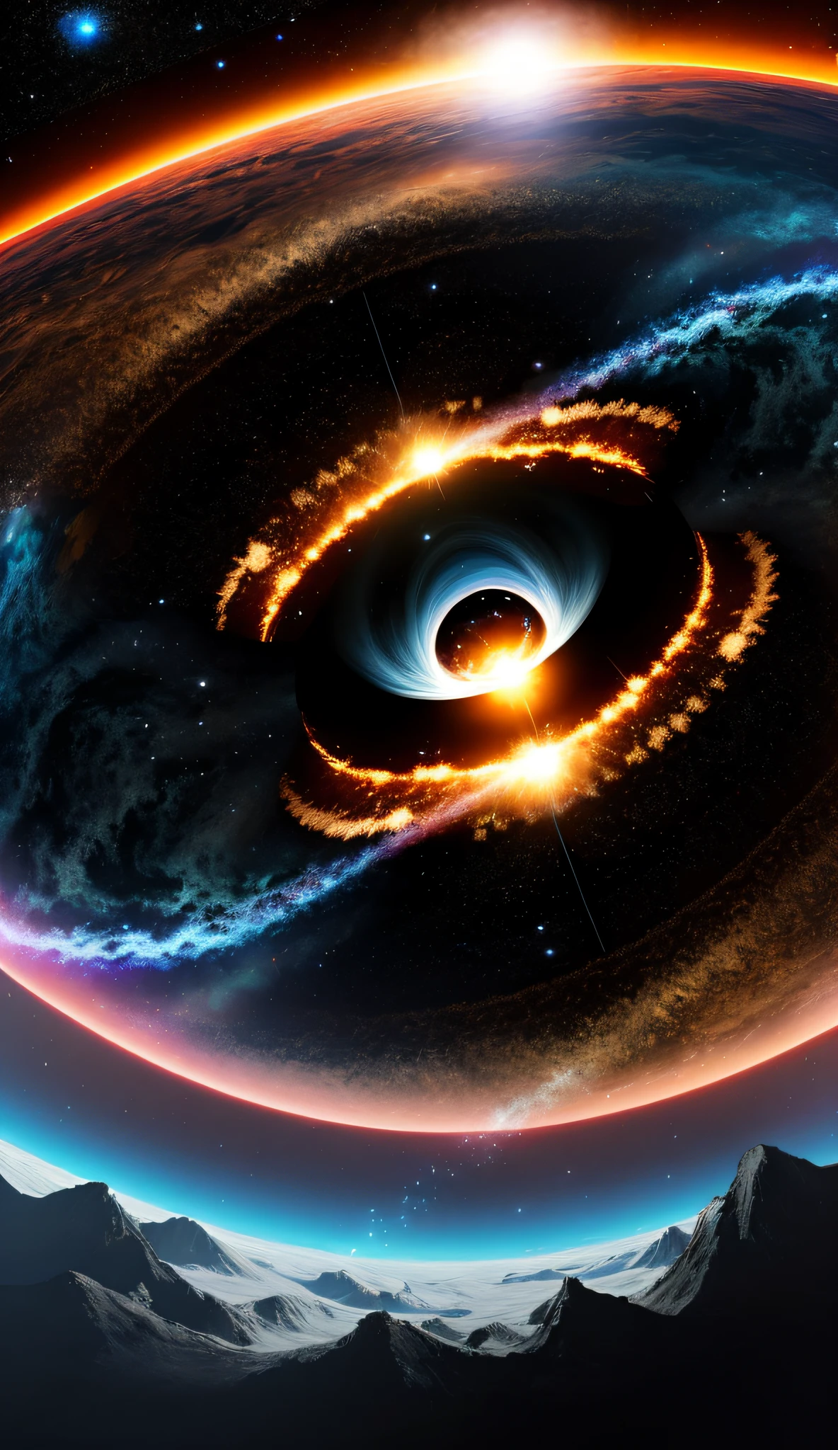 black hole, earth, space, (particle effects), 3D