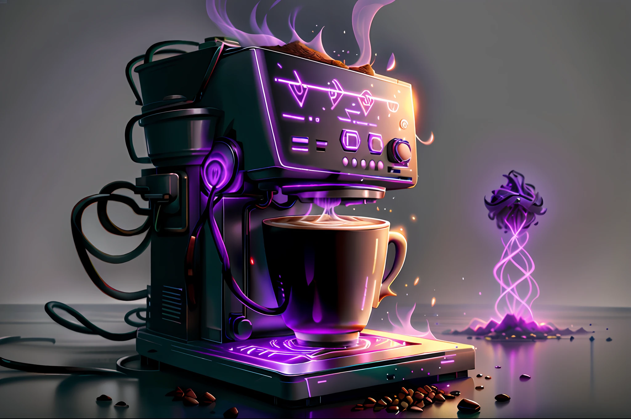 coffee machine GlowingRunesAI_purple