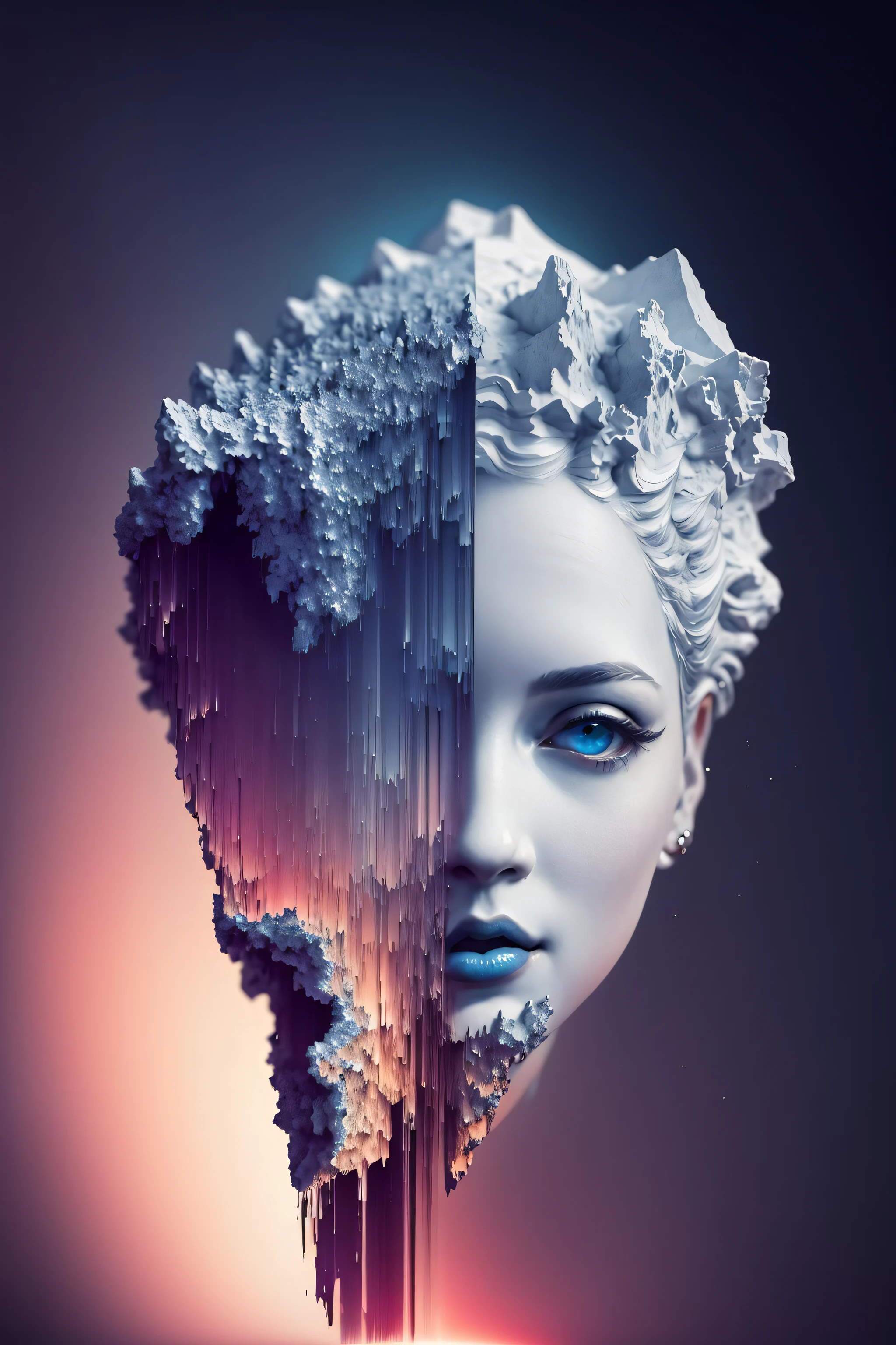 pixel sorting, very pretty girl emerged in eternal tera stream of everlasting data flowing through infinite light dispersion loop in the world of chaotic undulation optical illusions, celestial outerworld, lut, hdr, dramatic light, digital art, redshift render, raytraced image, behance hd