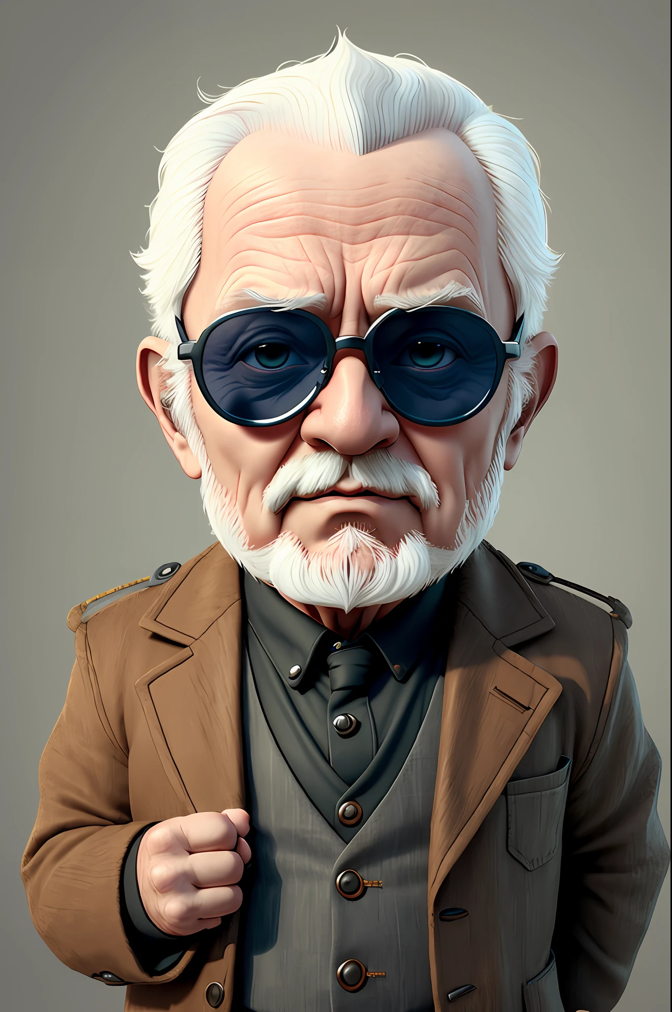 (CBZBB:1.25), Portrait of the cutest illustration of an old man with sunglasses Baggins, Artstation, CGI_Animation,