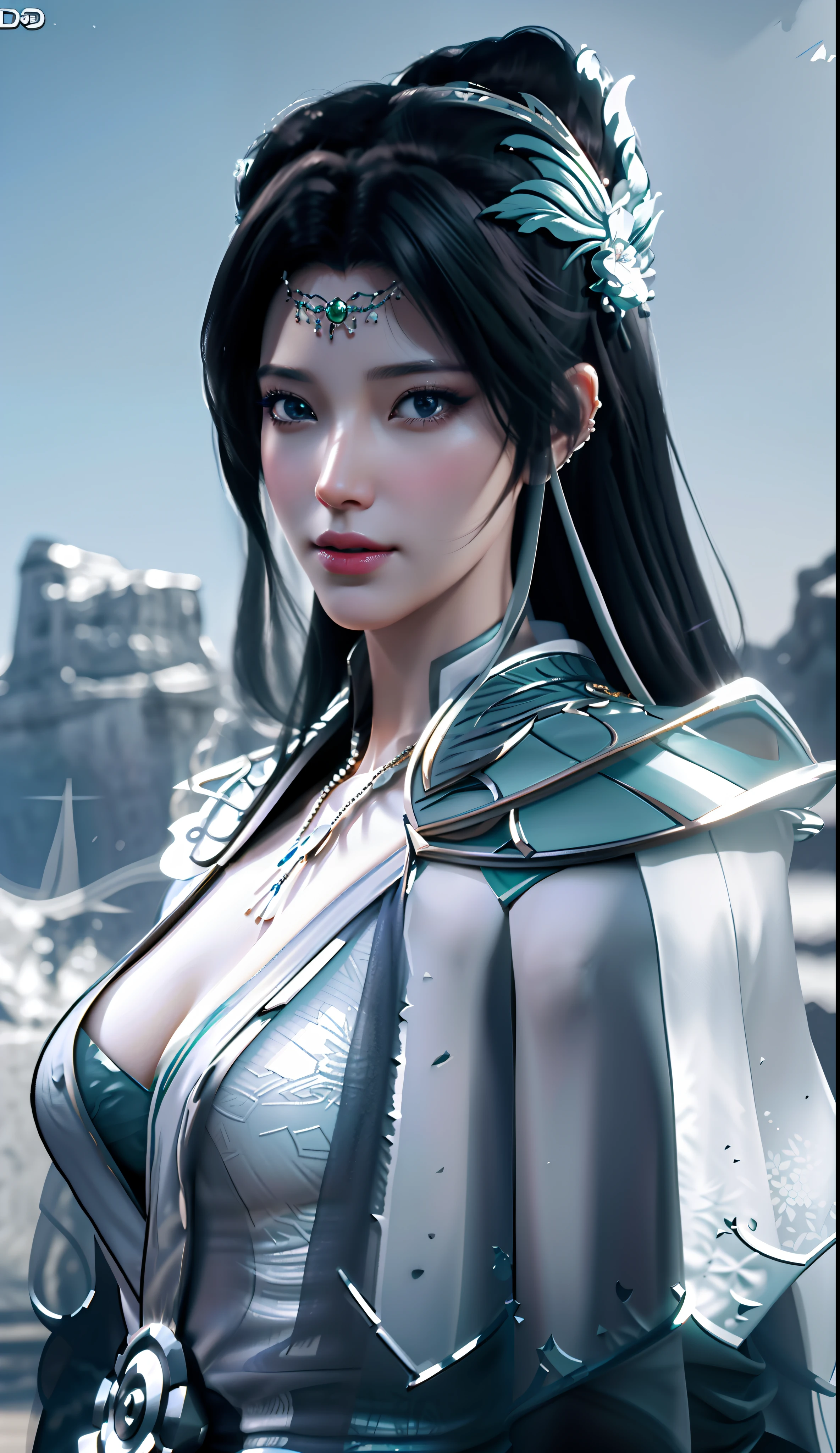 Black background wall, blurred background, highest quality, close-up of a woman, perfect face, perfect figure, alluring, charming, ultra hd, textured skin, super detail, 8k, super fine, extra large breasts, huge breasts, breast exposure, perfect face, delicate eyes, seductive, charming, half nude, 3d rendered character art 8K, fantasy characters, 3DCG, close-up of a woman, perfect face, perfect figure, alluring, charming, hands to the back, looking at me head-on, stereoscopic, textured skin, super detailed characters , 8k, fantasy characters, 3DCG, masterpiece, CGstation, peerless beauty, 3DCG, movie bloom, movie soft light, skin type, flawless, delicate nose, peerless beauty, sister, royal sister, 3D movie character 8K, movie bloom, movie soft light, skin white as jade, flawless, god