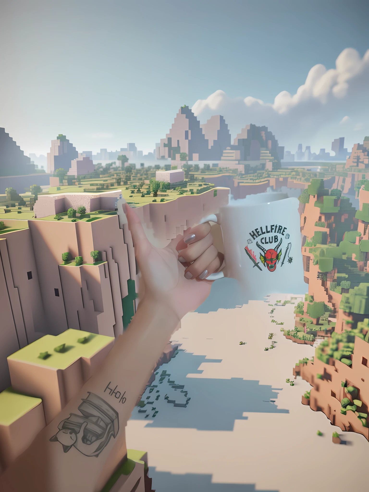 Realistic Minecraft scenery,8k, high definition, hyper-realistic, + cinematic shot + dynamic composition, incredibly detailed, sharpness, detail details + night with light + perfectionism + award-winning realism ((ambient lighting))