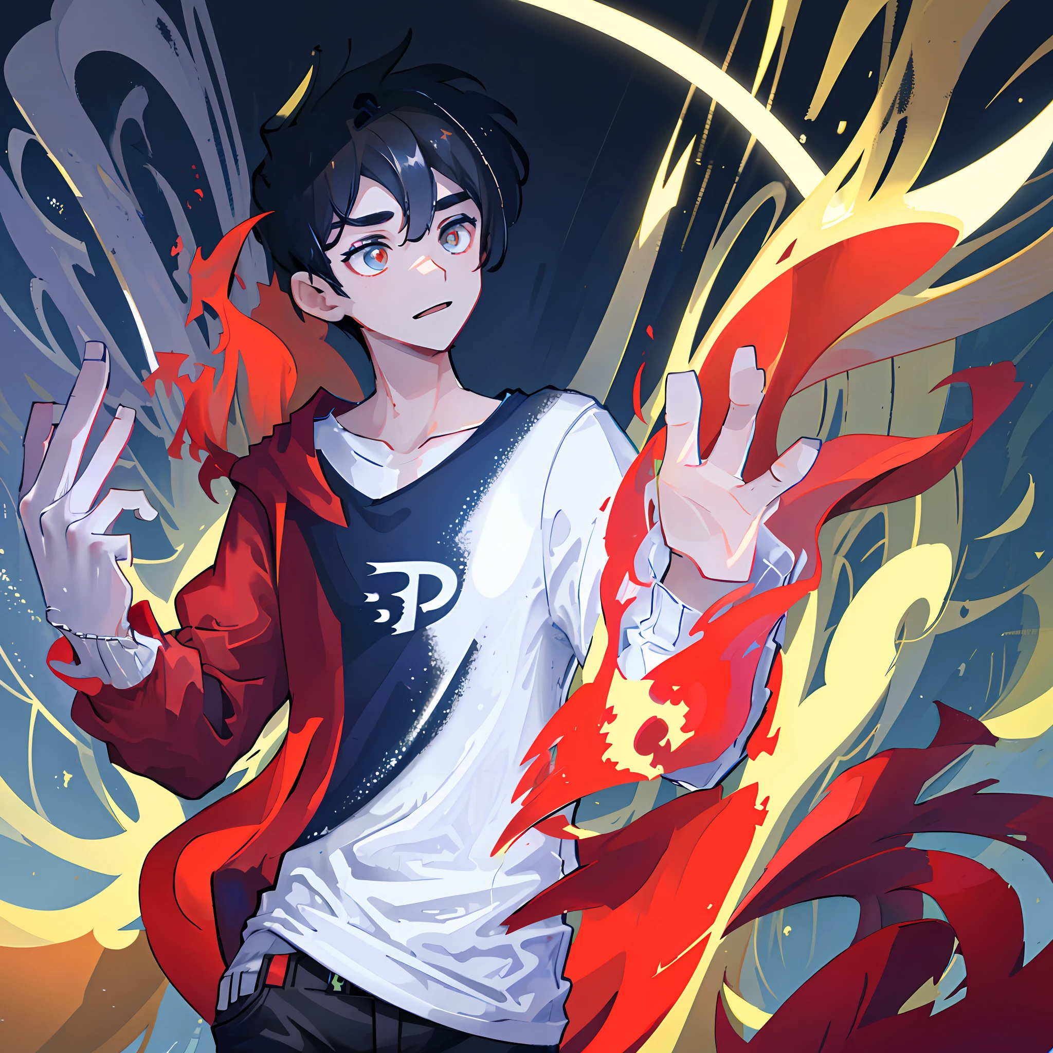 ((masterpiece, best quality)), white background, 1boy, upper_body, black hair, thin black coat, white t-shirt, black pants, cardigan black slim