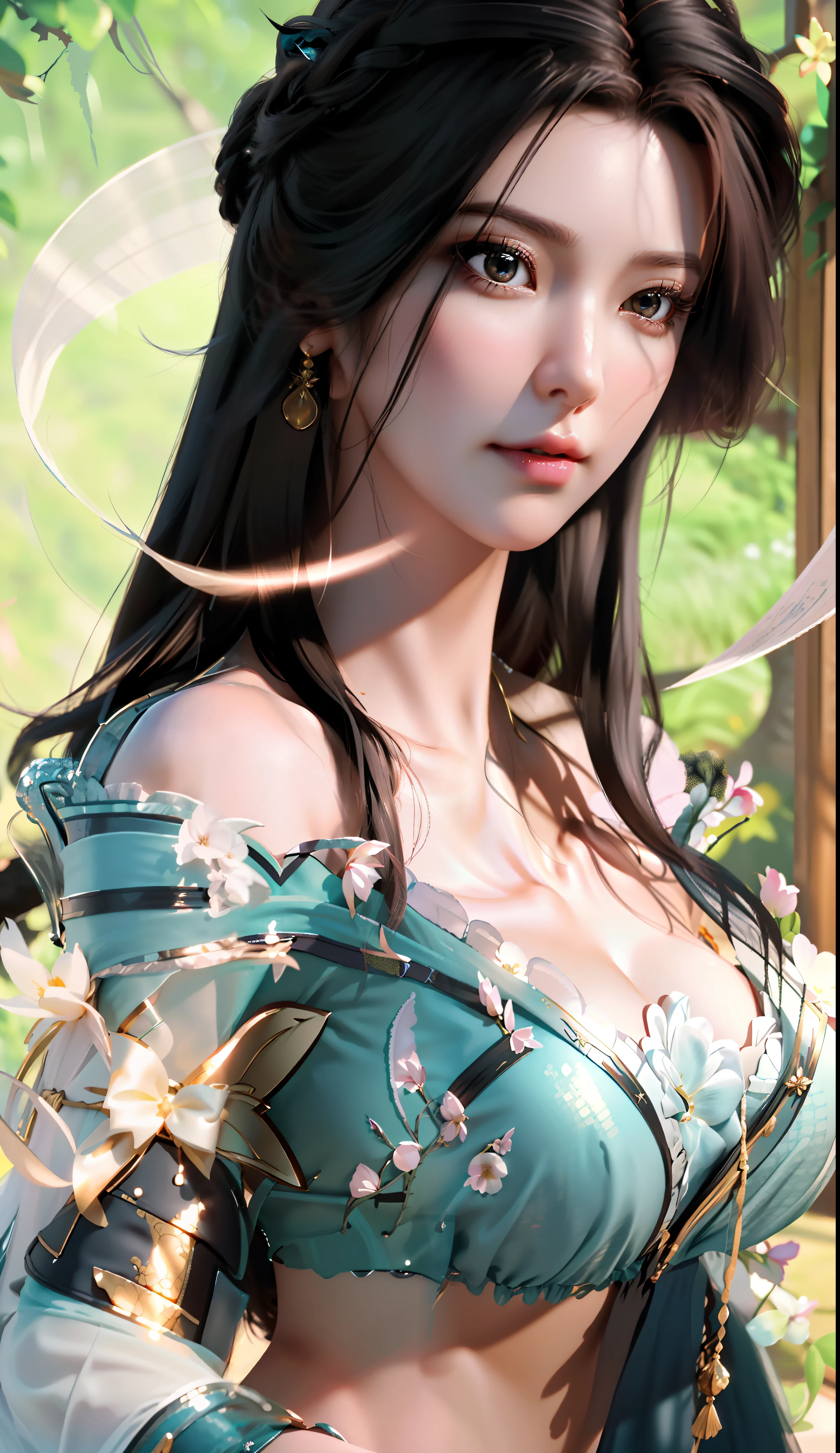 black background wall, blurred background, highest quality, closeup of a woman, perfect face, perfect figure, seductive, charming, ultra hd, textured skin, super detail, 8k, super fine, real, super large breasts, big breasts, breast exposure, torn clothes, perfect face, delicate eyes, seductive, charming, nudity, 3d rendered character art 8k, fantasy characters, 3DCG, close up of a woman, close-up of boobs, perfect face, perfect figure, alluring, charming, thighs, long legs, beautiful legs,, Hands behind and looking at me head-on, stereoscopic, textured skin, super detailed characters, 8k, fantasy characters, 3DCG, masterpiece, CG competition best work, peerless beauty, 3DCG, movie bloom, movie soft light, skin type, skin type white as jade, flawless, delicate nose, peerless beauty, sister, royal sister, 3D movie character 8K, movie bloom, movie soft light, skin texture, flawless, sneaky work