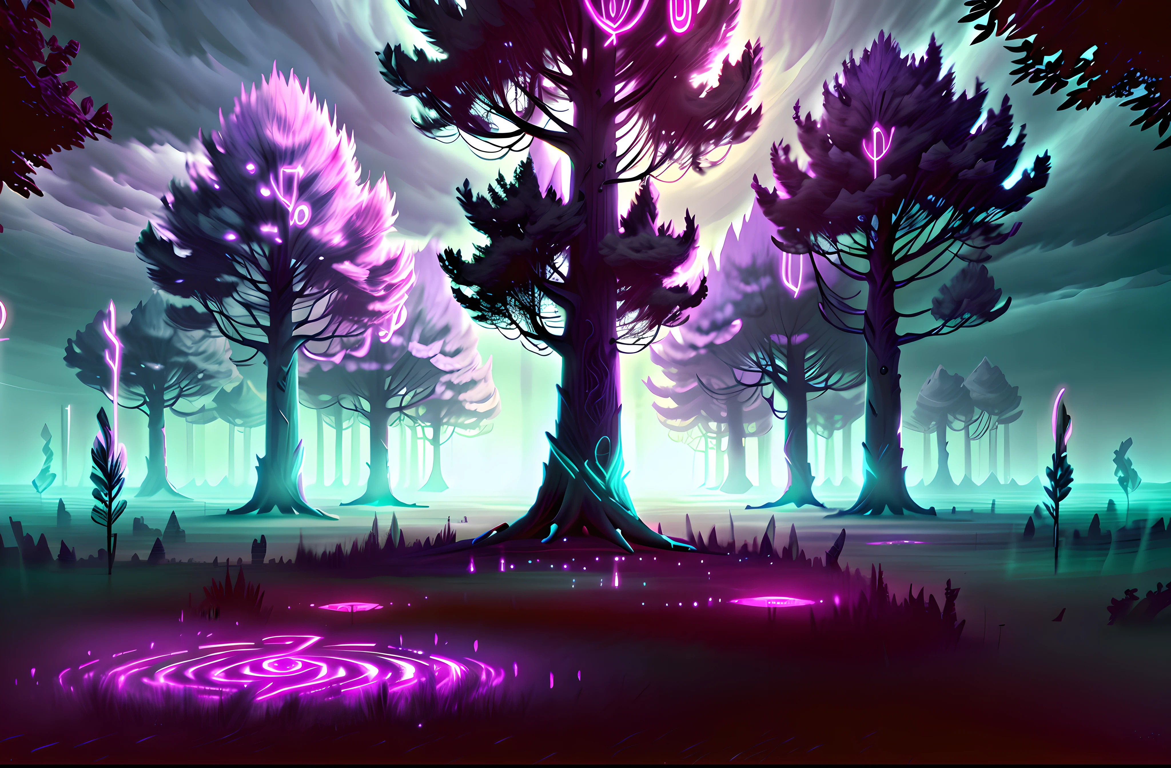 GlowingRunesAI_purple trees