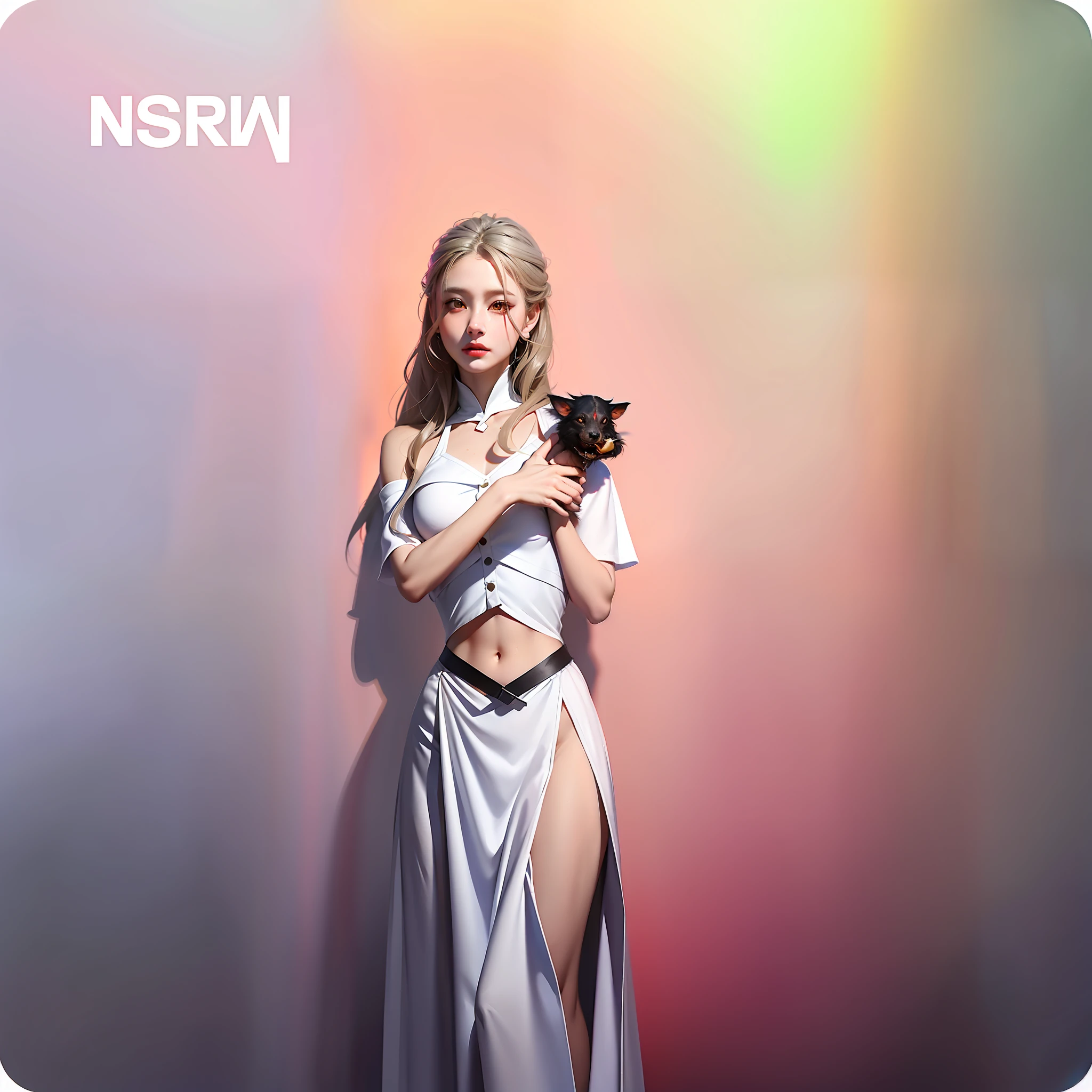 loona, anthro, standing, front view, slit pupils, white eyes, red sclera, looking at viewer, simple background, navel, hellhound, highly detailed, trending on artstation, soft lighting, Greg Rutkowski, franz aver winterhalter