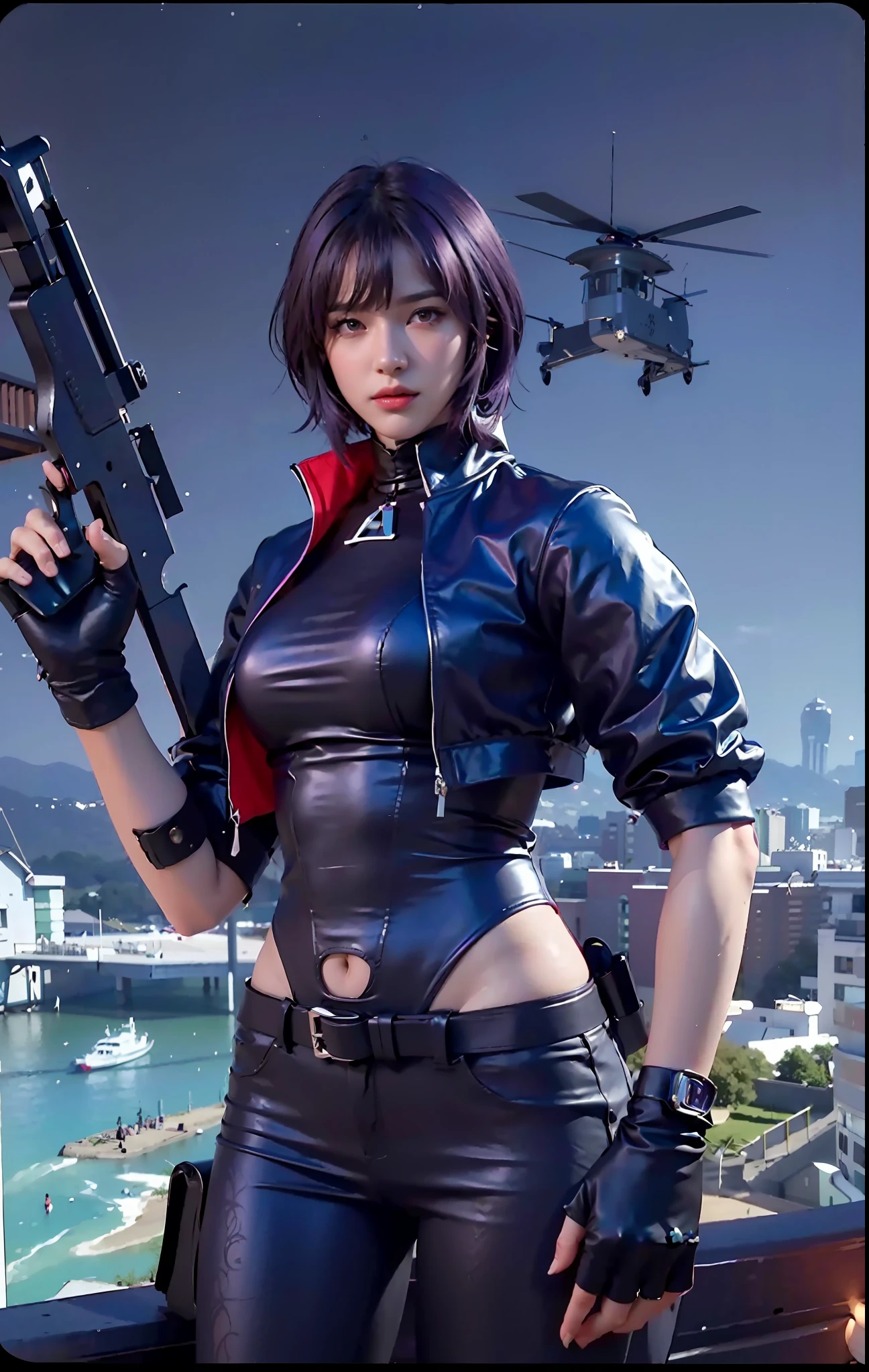 best quality,masterpiece,extremely detailed,high res,4k,ultra high res,short hair,detailed shadow,ultra realistic,realistic,dramatic lighting,1girl,solo,detailed face,realistic eyes,realistic skin,white dress,purple hair,dynamic pose, white lace dress