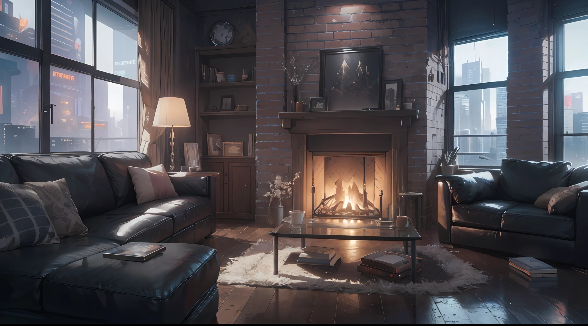 This old living room night a sofa ,a tv with transparent glass windows that illuminate the gloomy night environment, where there is a fireplace lit, offering a cozy and cozy comfort around it((best quality))((Best quality)), ((masterpiece)), (detailed: 1.4), 3D, an image of a beautiful cyberpunk woman,HDR (High Dynamic Range),Ray Tracing,NVIDIA RTX, Super-Resolution,Unreal 5,Subsurface Dispersion, PBR Texture, Post-processing, Anisotropic filtering, Depth of field, Maximum clarity and sharpness, Multilayer textures.