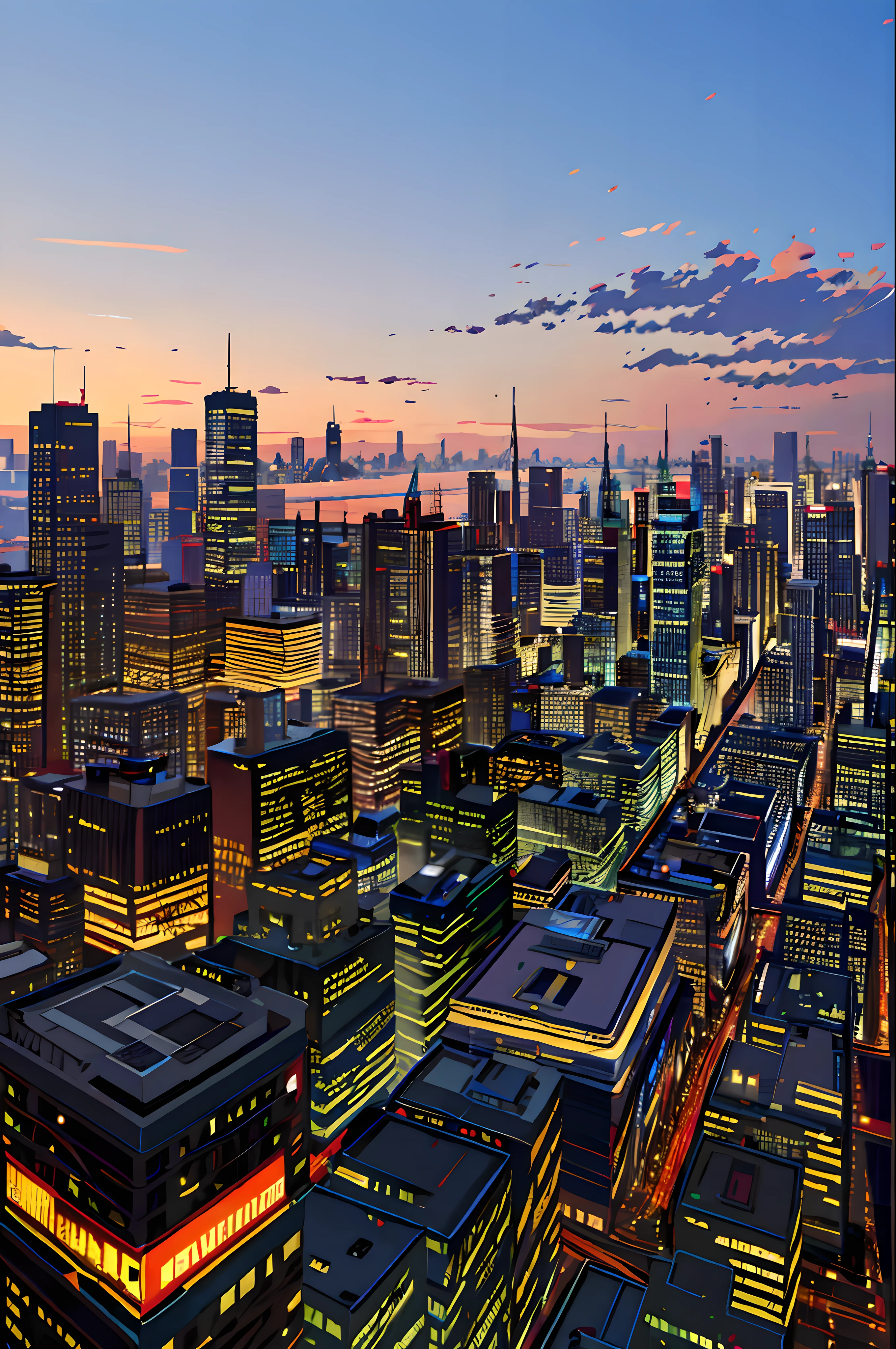 masterpiece, best quality, city skyline